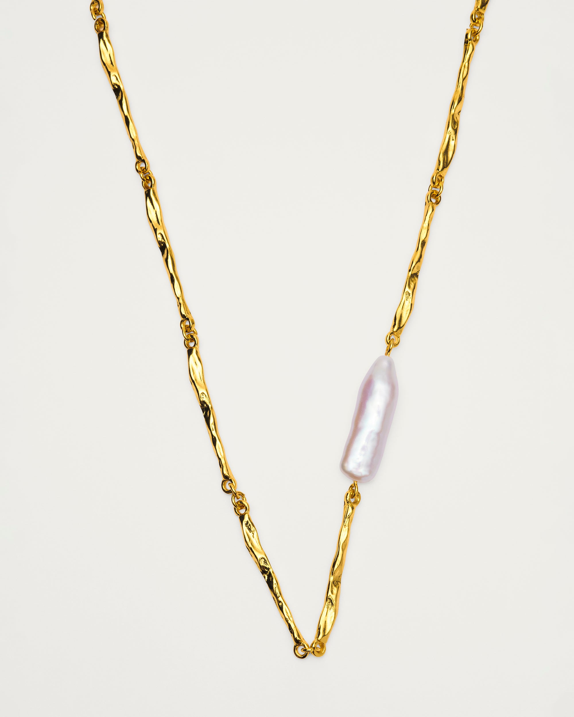 Gold Textured Freshwater Pearl Necklace