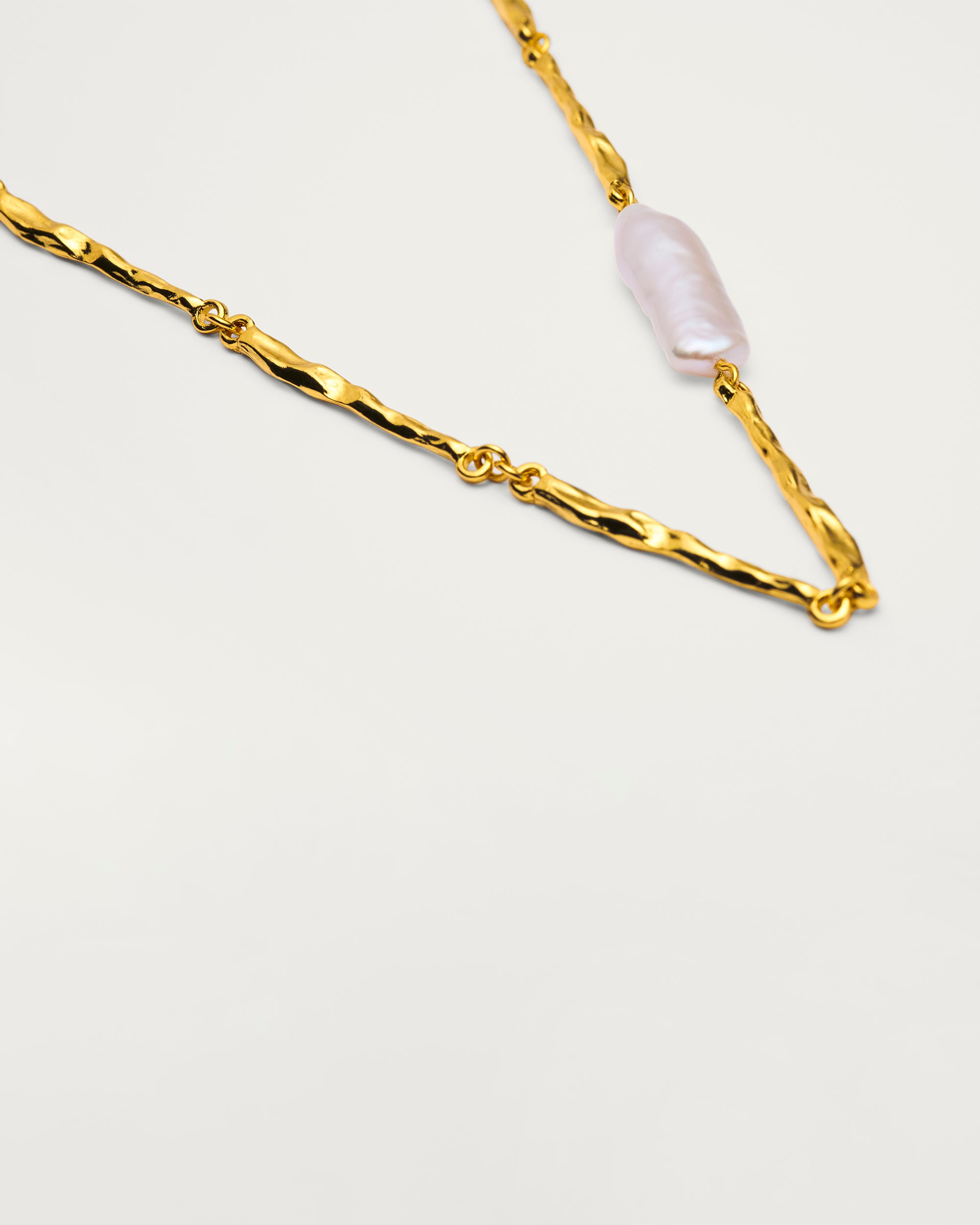 Gold Textured Freshwater Pearl Necklace