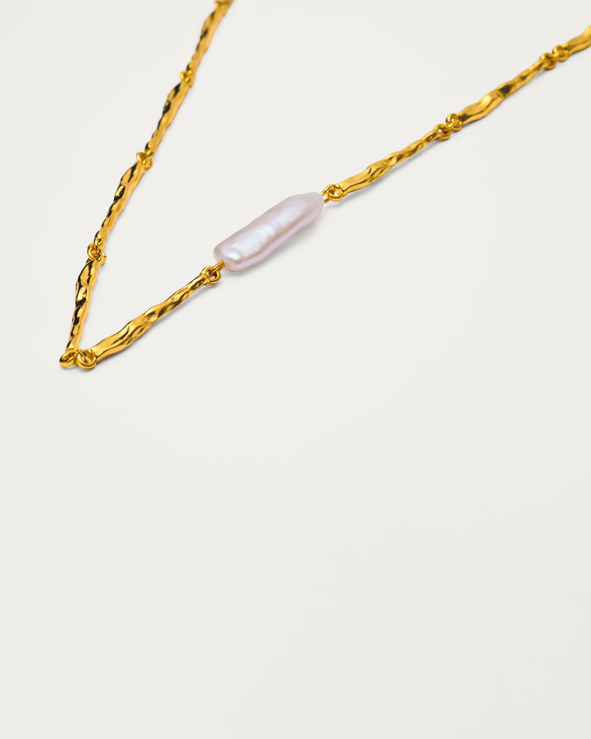 Gold Textured Freshwater Pearl Necklace