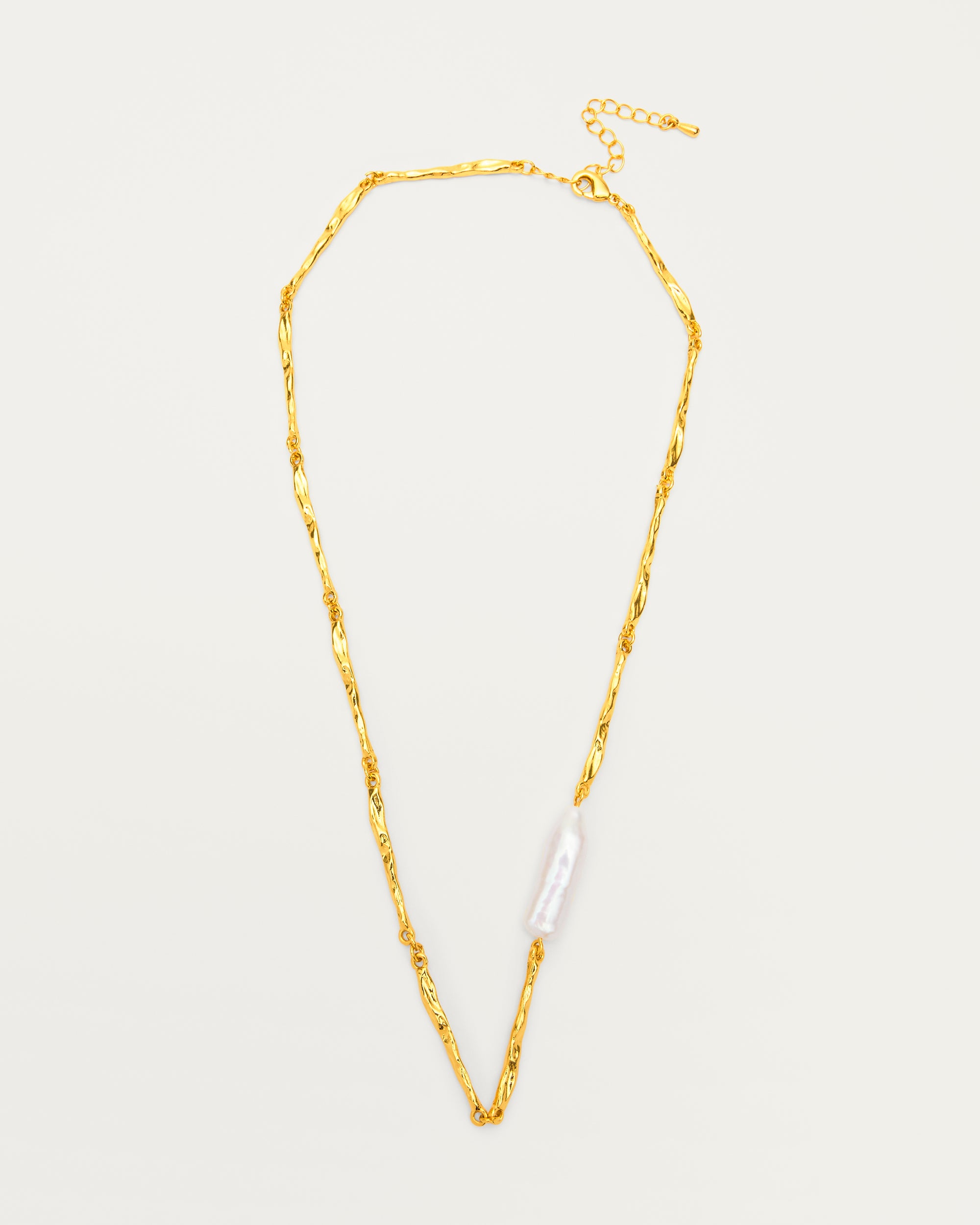 Gold Textured Freshwater Pearl Necklace