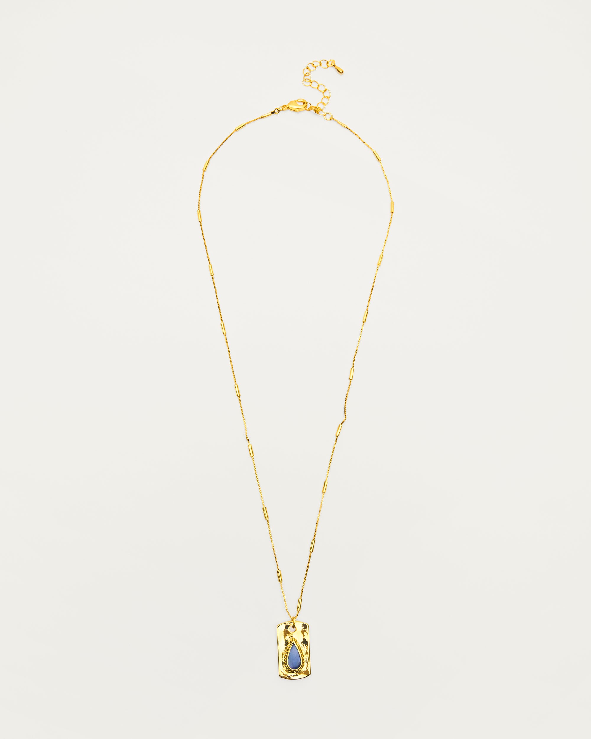 Gold Hammered Stone Pendant Boho Necklace