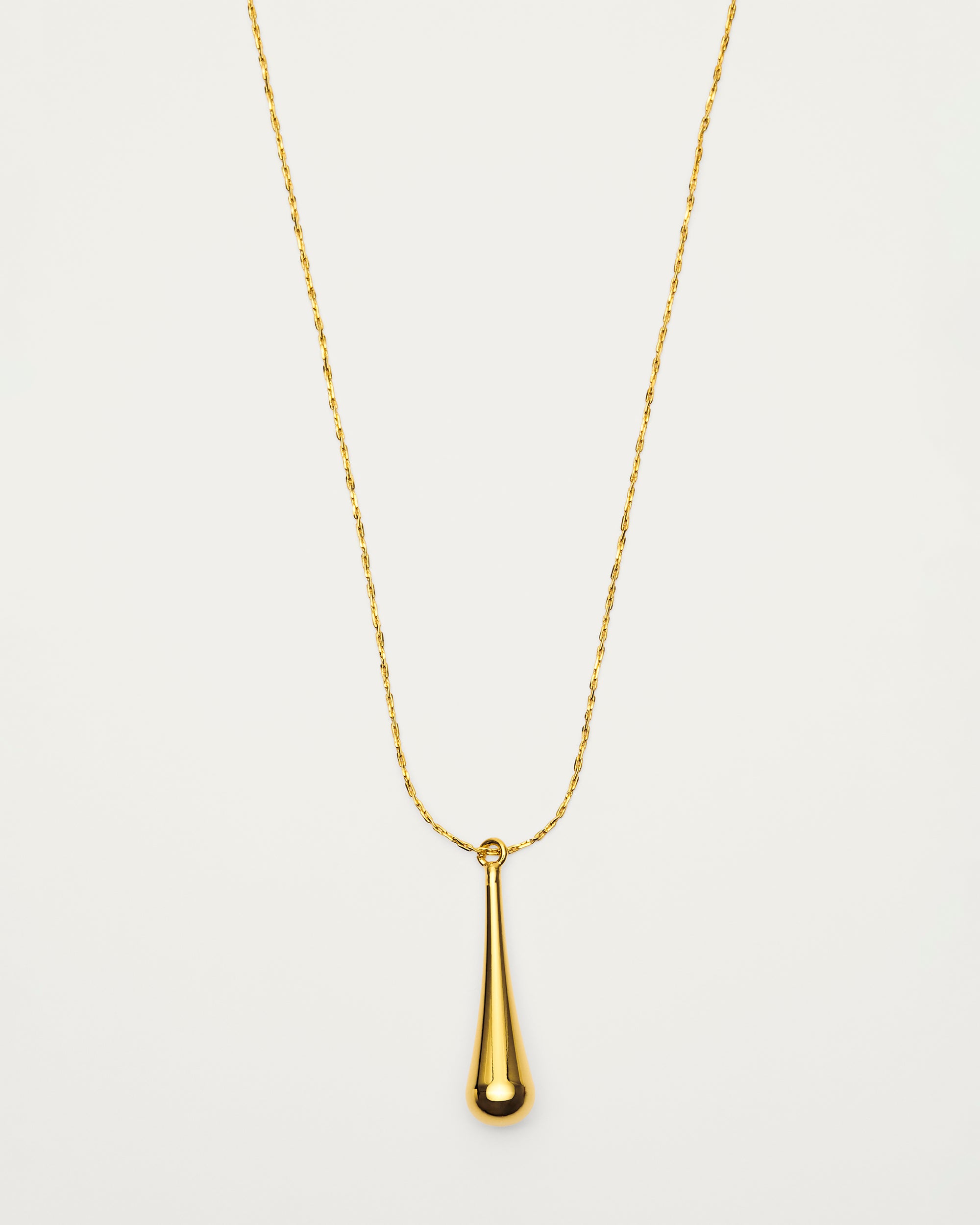 Gold Elongated Teardrop Pendant Necklace