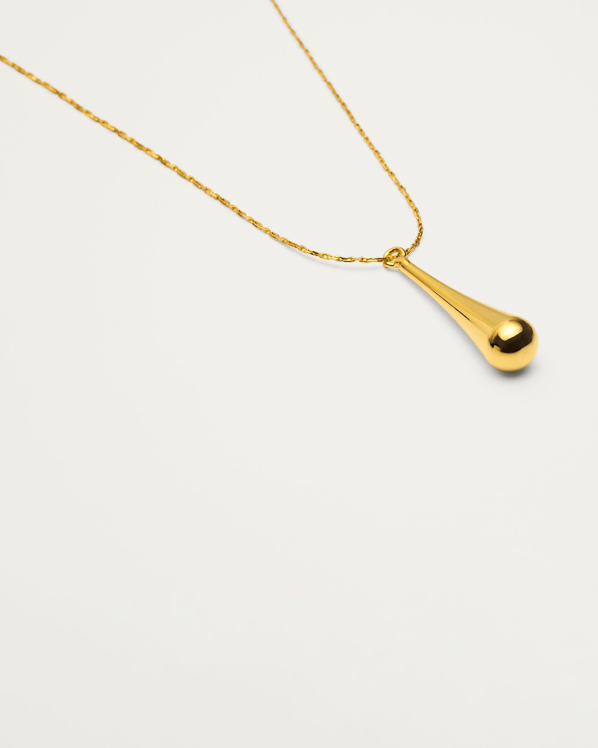 Gold Elongated Teardrop Pendant Necklace