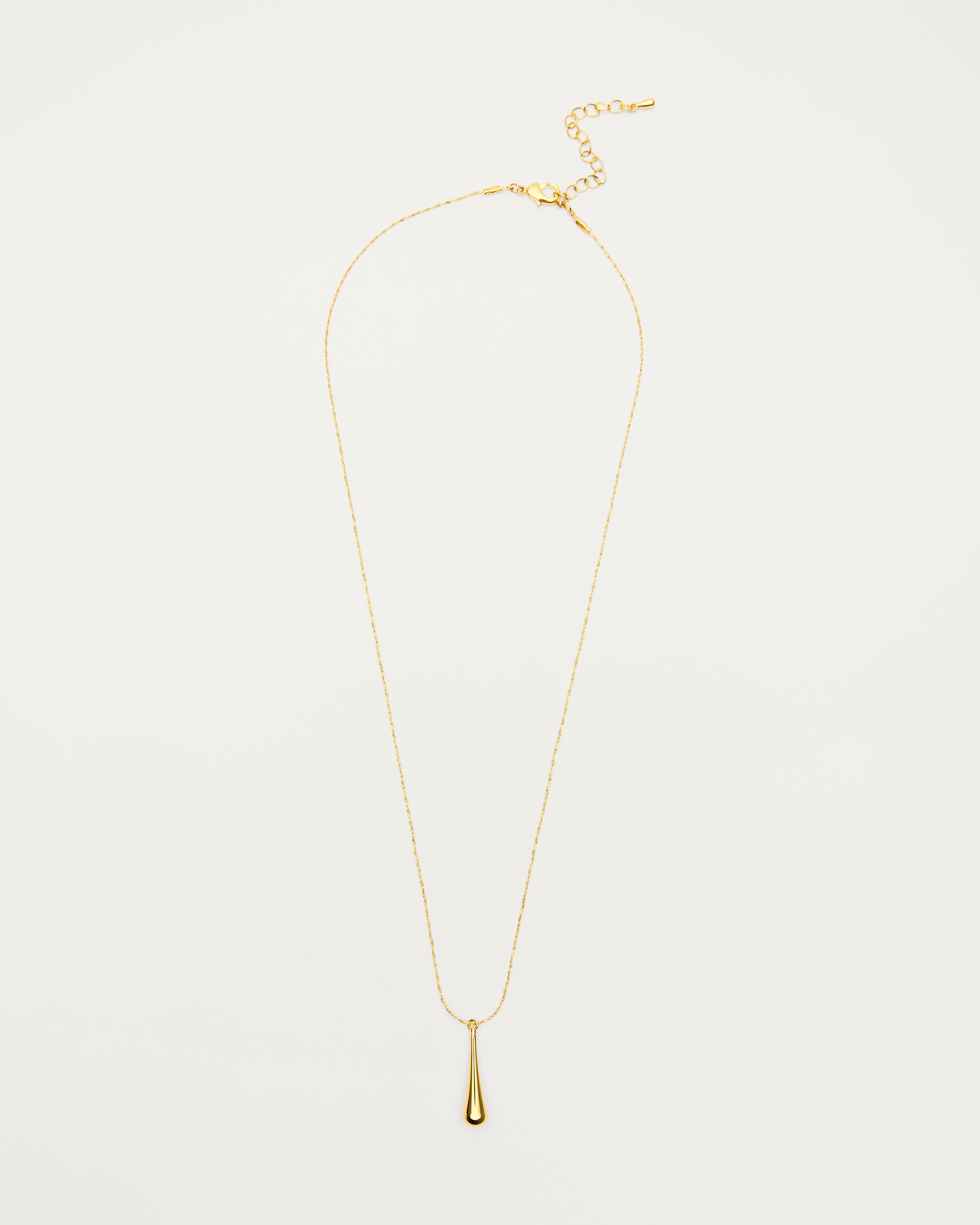 Gold Elongated Teardrop Pendant Necklace