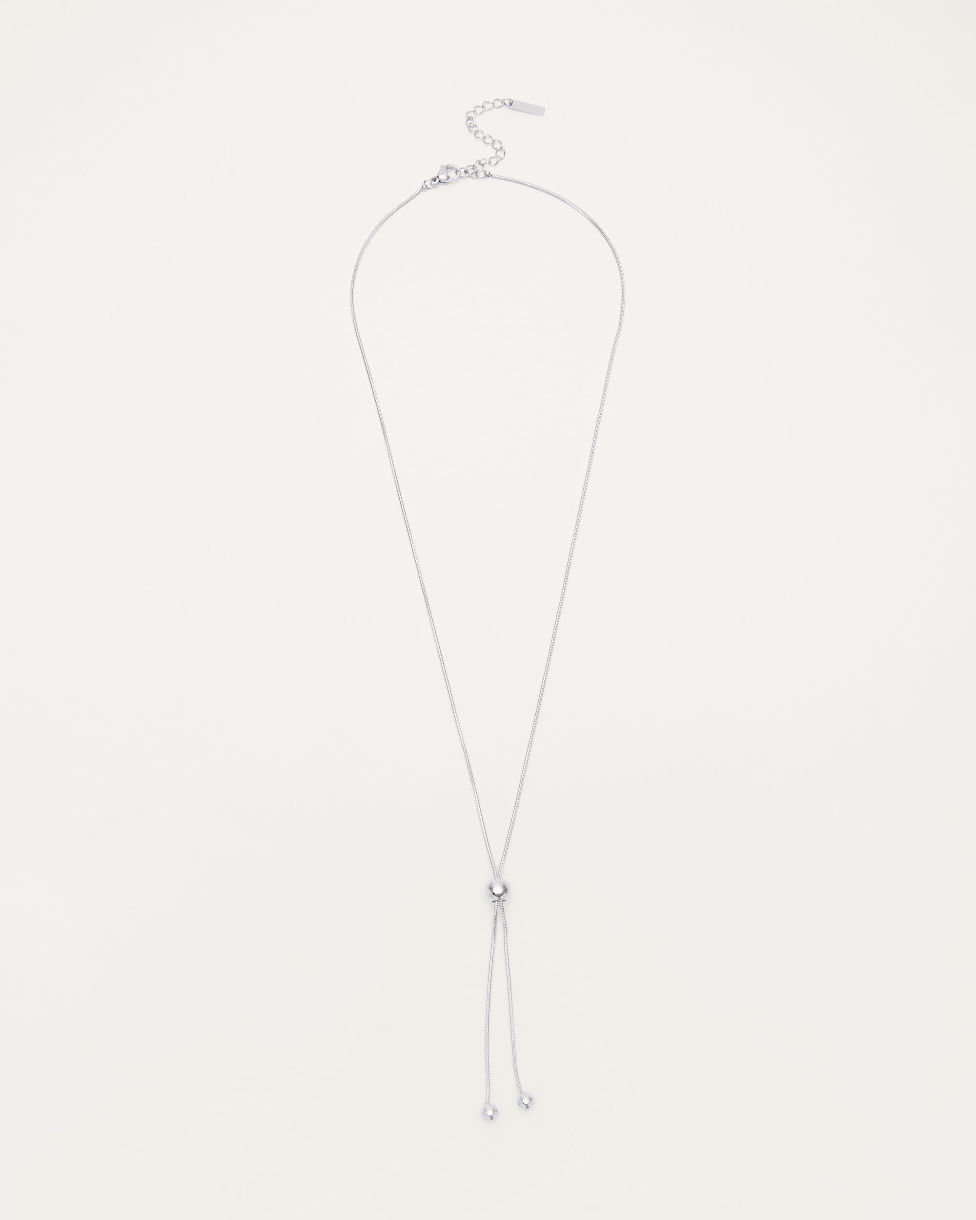 Silver Adjustable Sphere Lariat Necklace