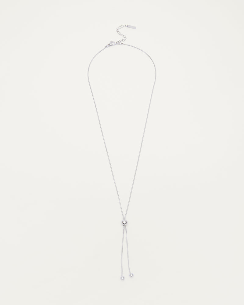 Silver Adjustable Sphere Lariat Necklace