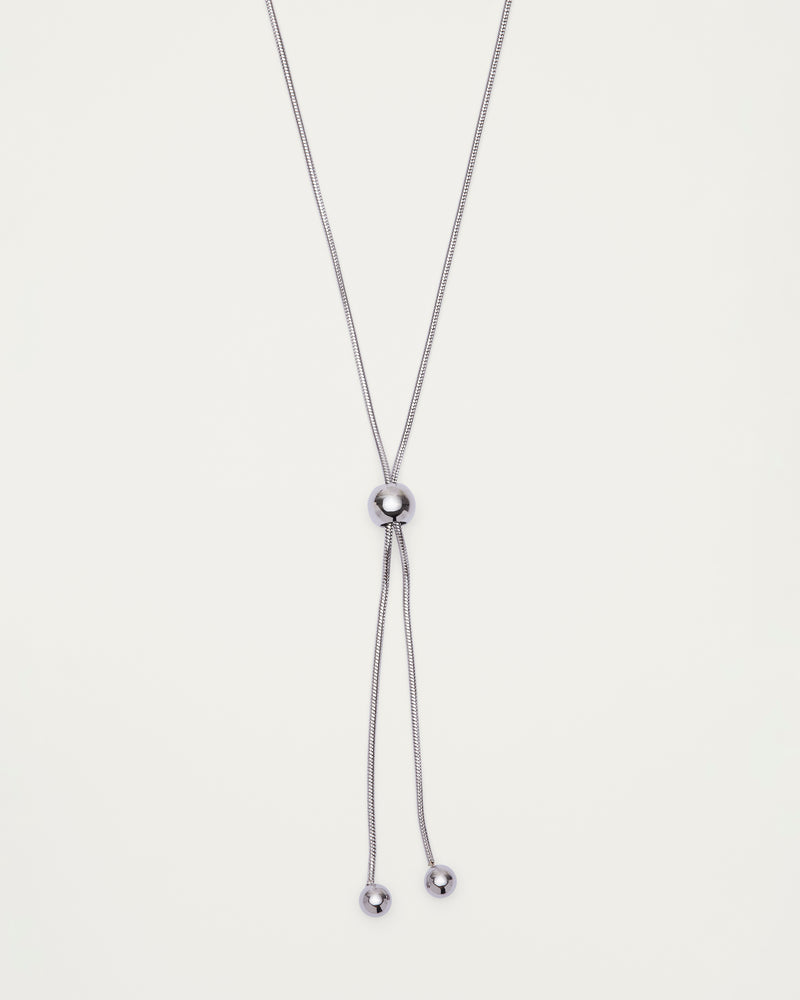 Silver Adjustable Sphere Lariat Necklace