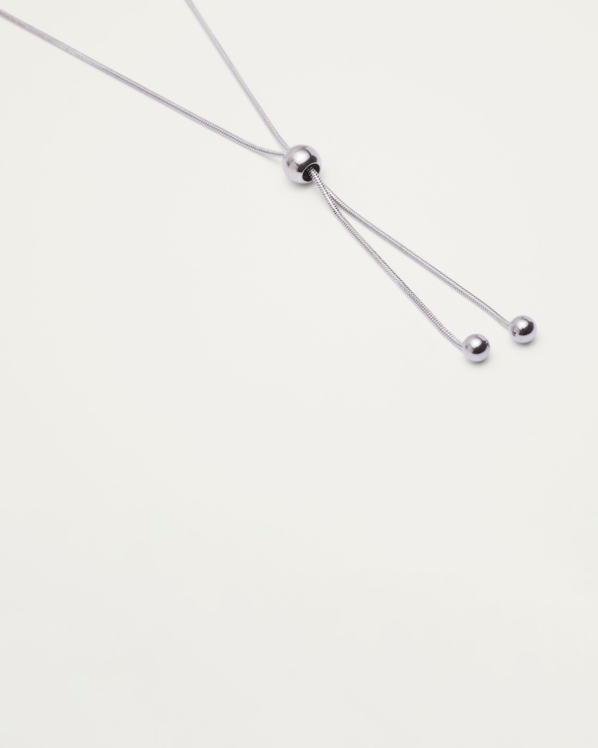 Silver Adjustable Sphere Lariat Necklace