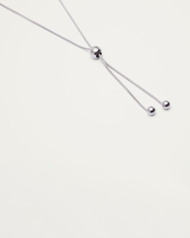 Silver Adjustable Sphere Lariat Necklace
