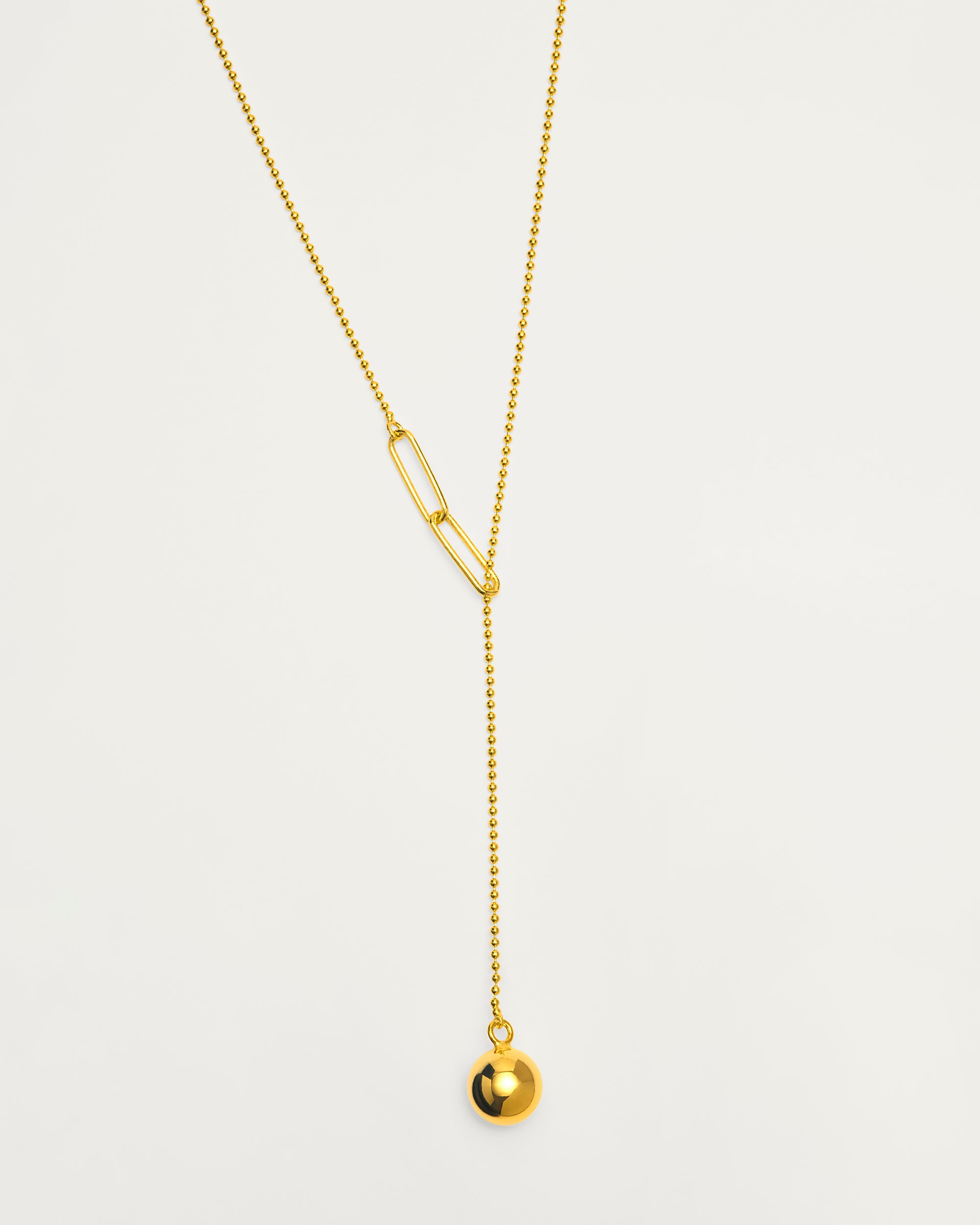 Gold Link Drop Sterling Silver Necklace
