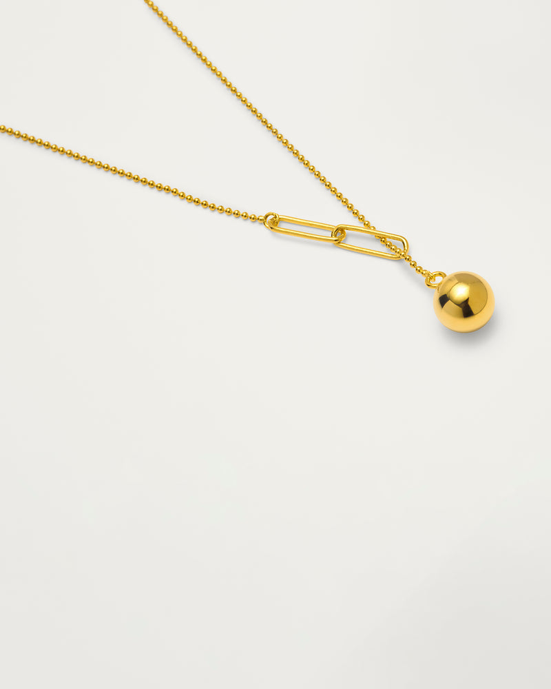 Gold Link Drop Sterling Silver Necklace
