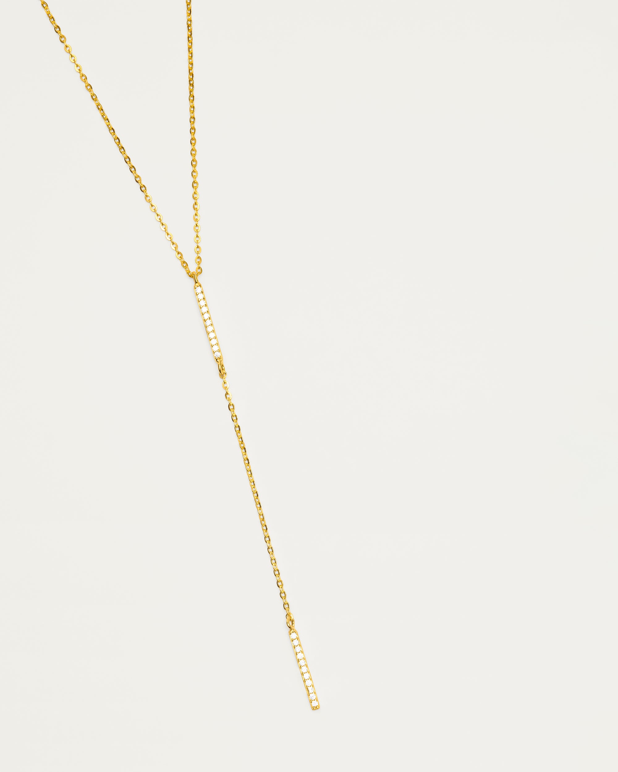 Gold Pavé Y-Drop Bar Necklace