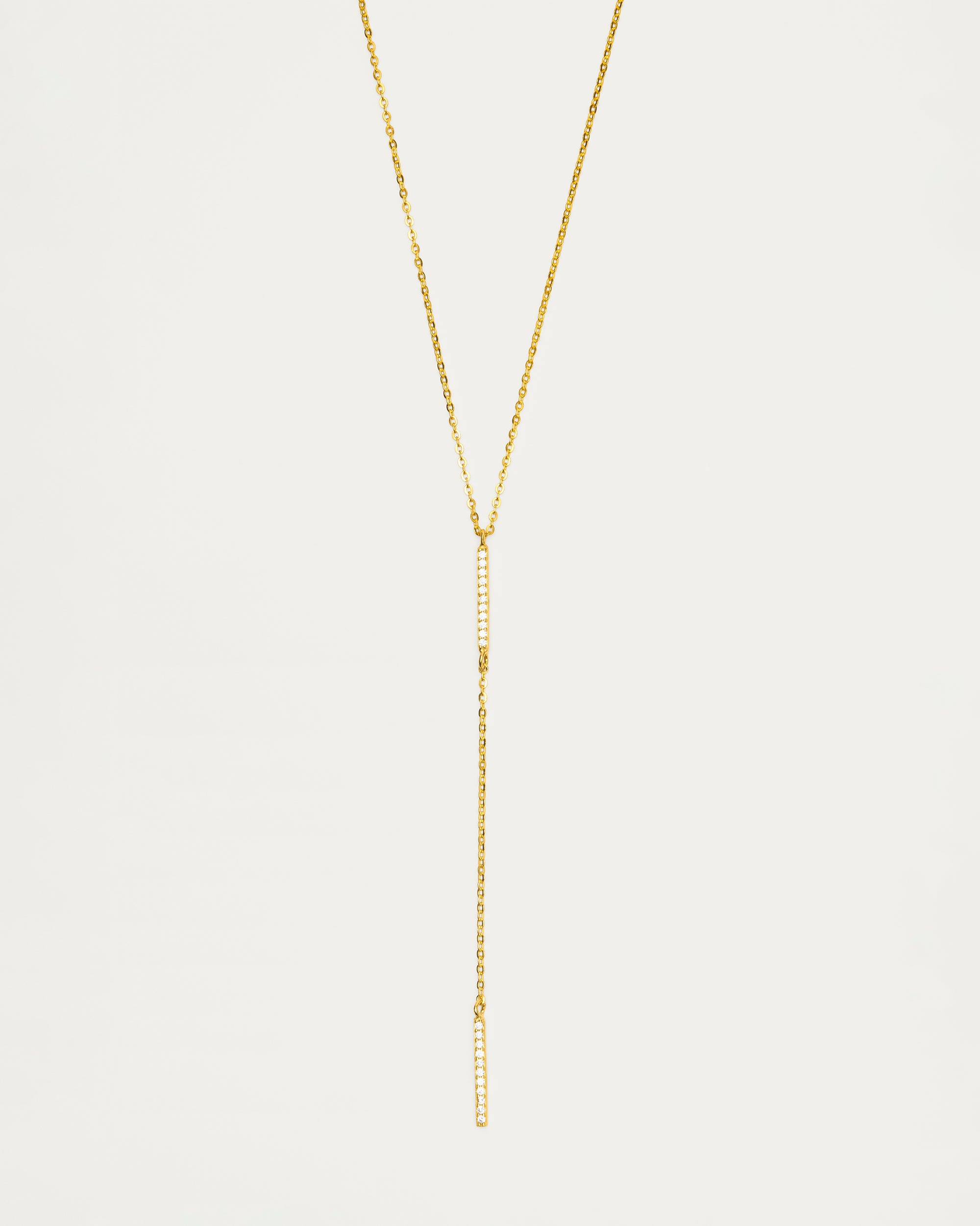 Gold Pavé Y-Drop Bar Necklace