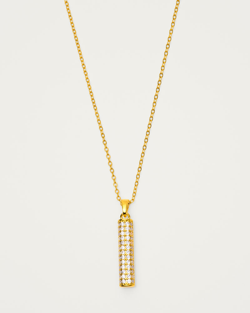 Gold Pavé Bar Necklace