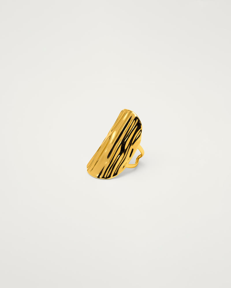 Gold Sculptural Statement Molten Ring