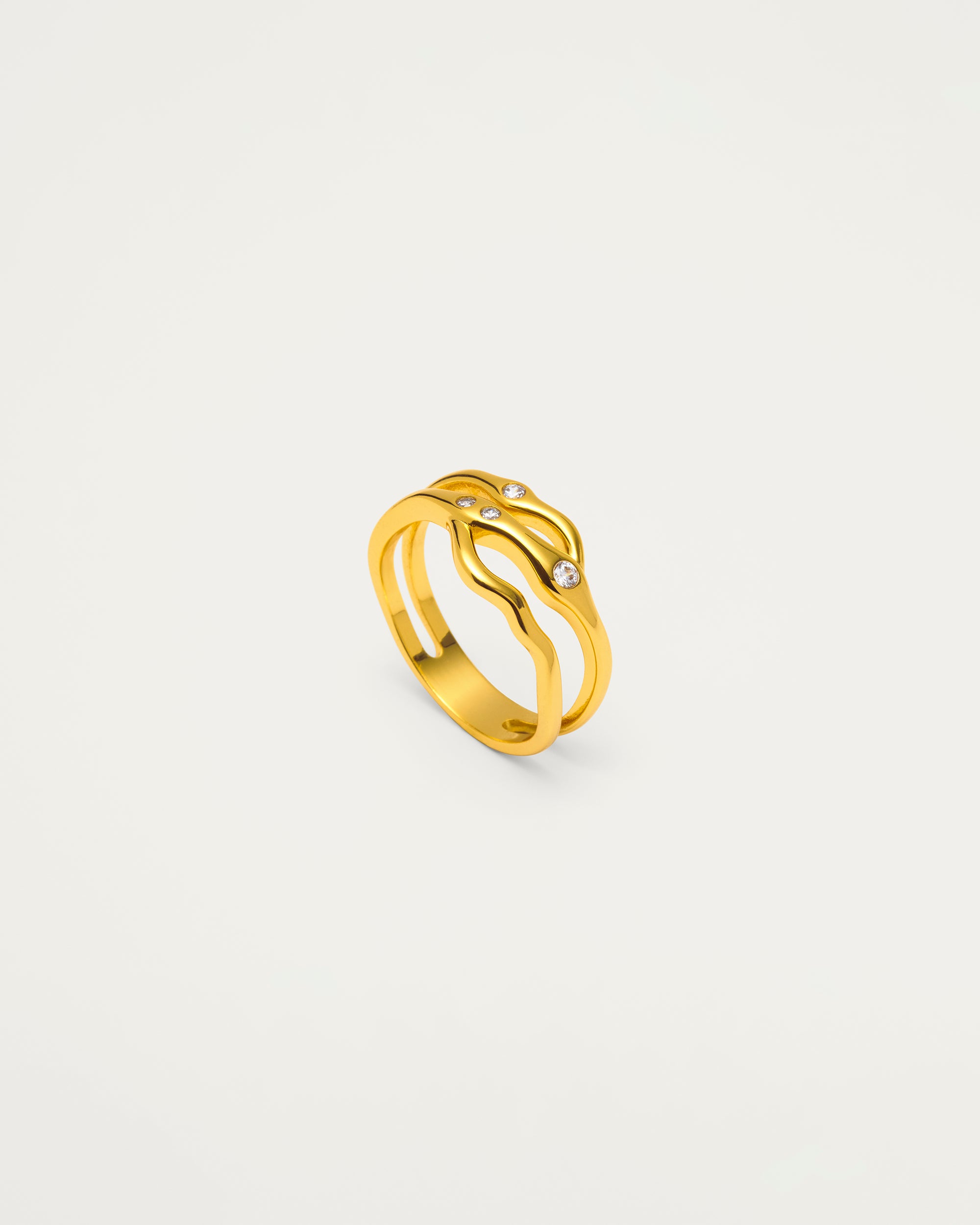Gold Serpentine Flow Crystal Ring