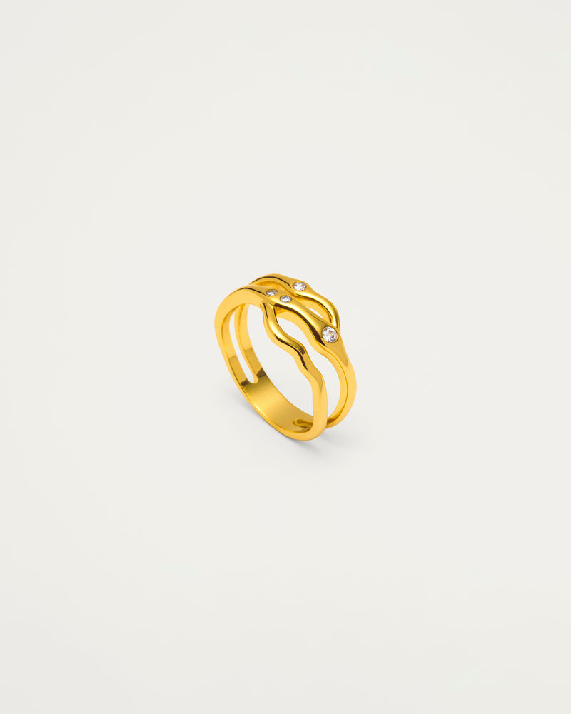 Gold Serpentine Flow Crystal Ring