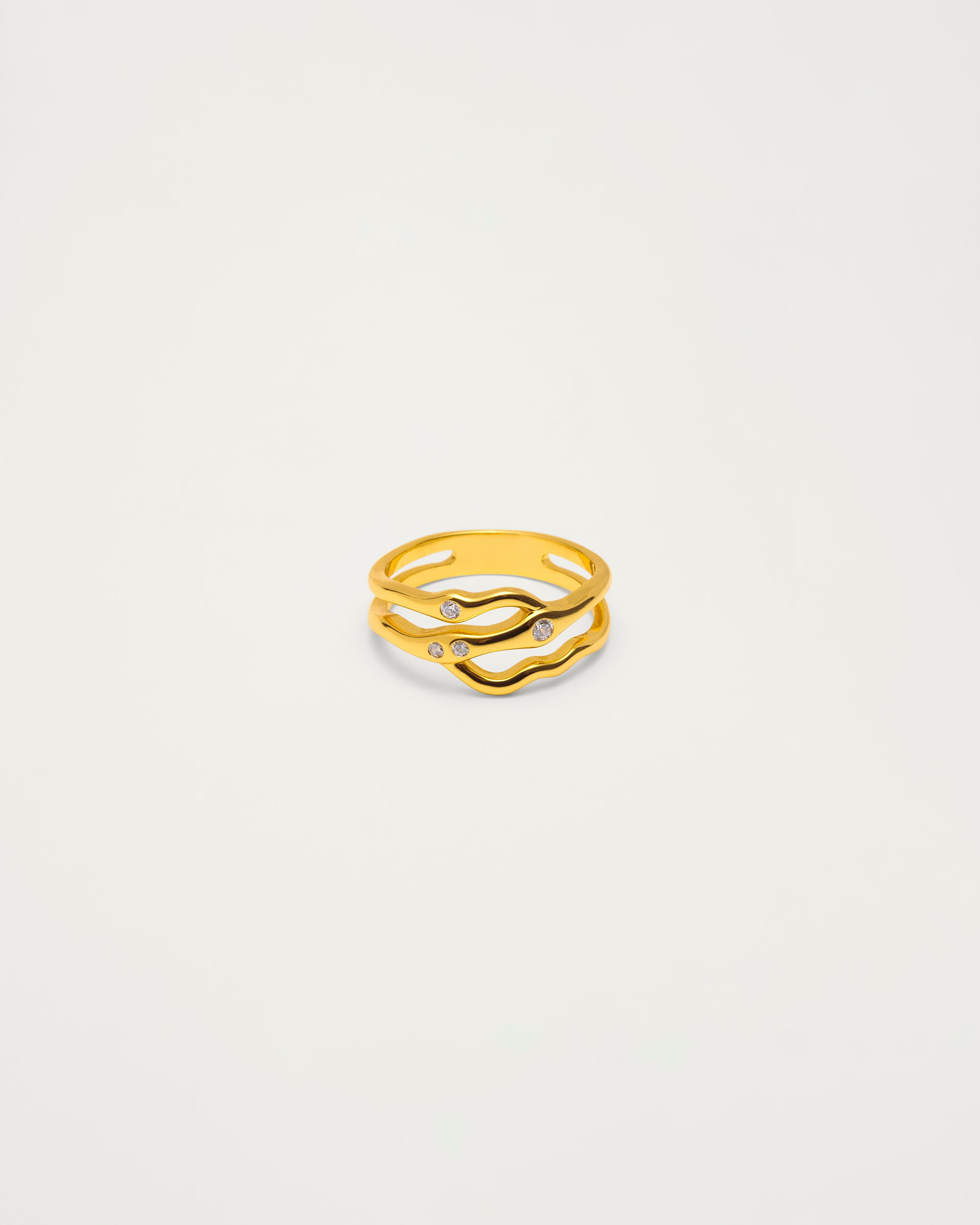 Gold Serpentine Flow Crystal Ring