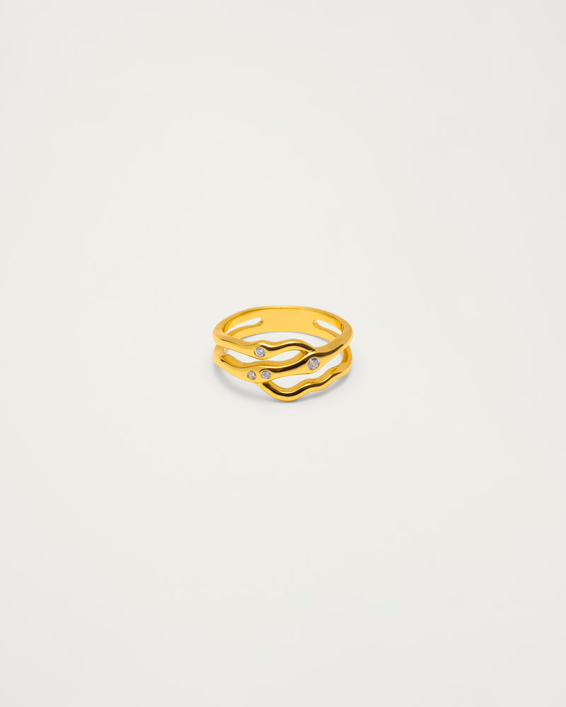 Gold Serpentine Flow Crystal Ring