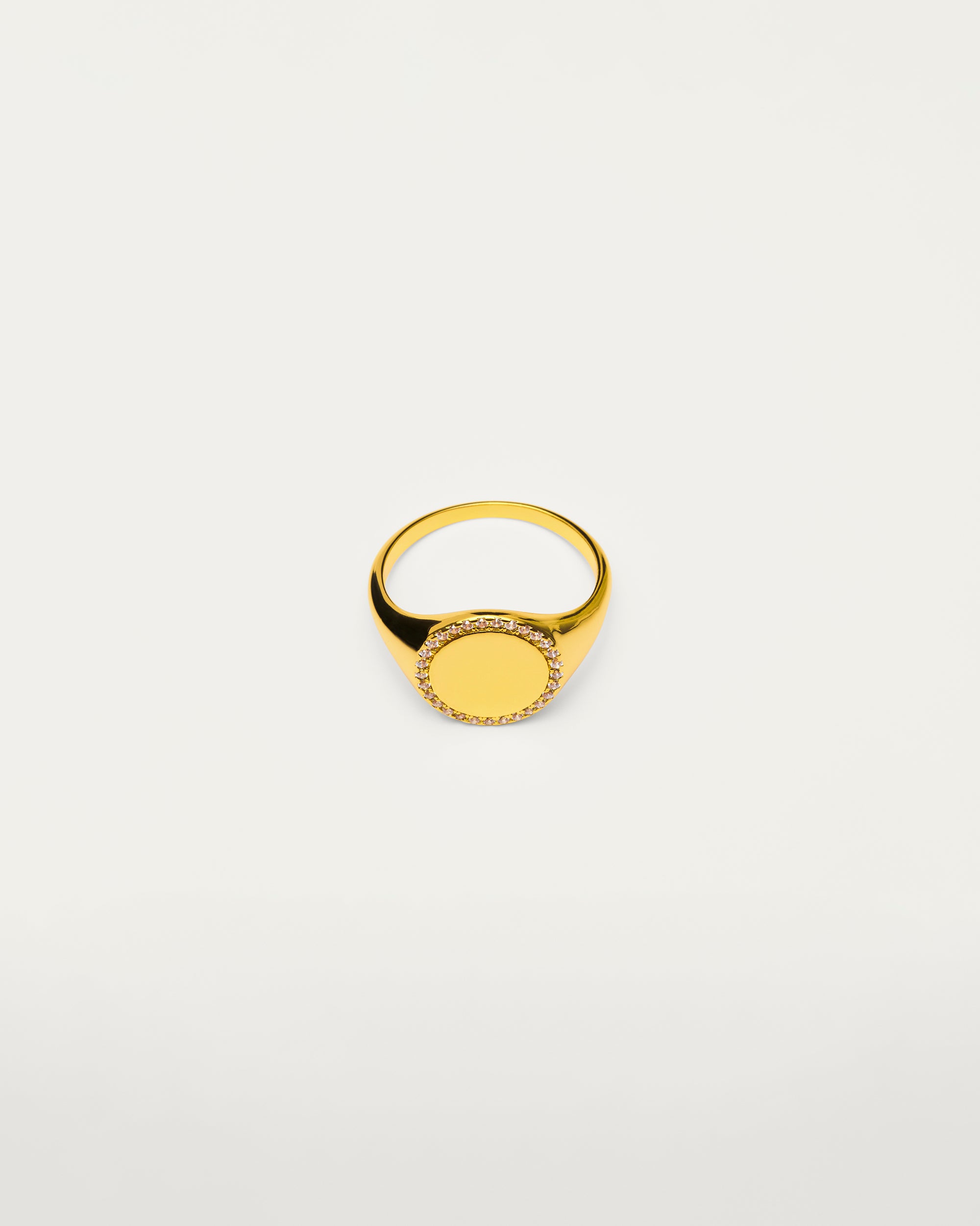 Gold Pavé Edge Signet Ring