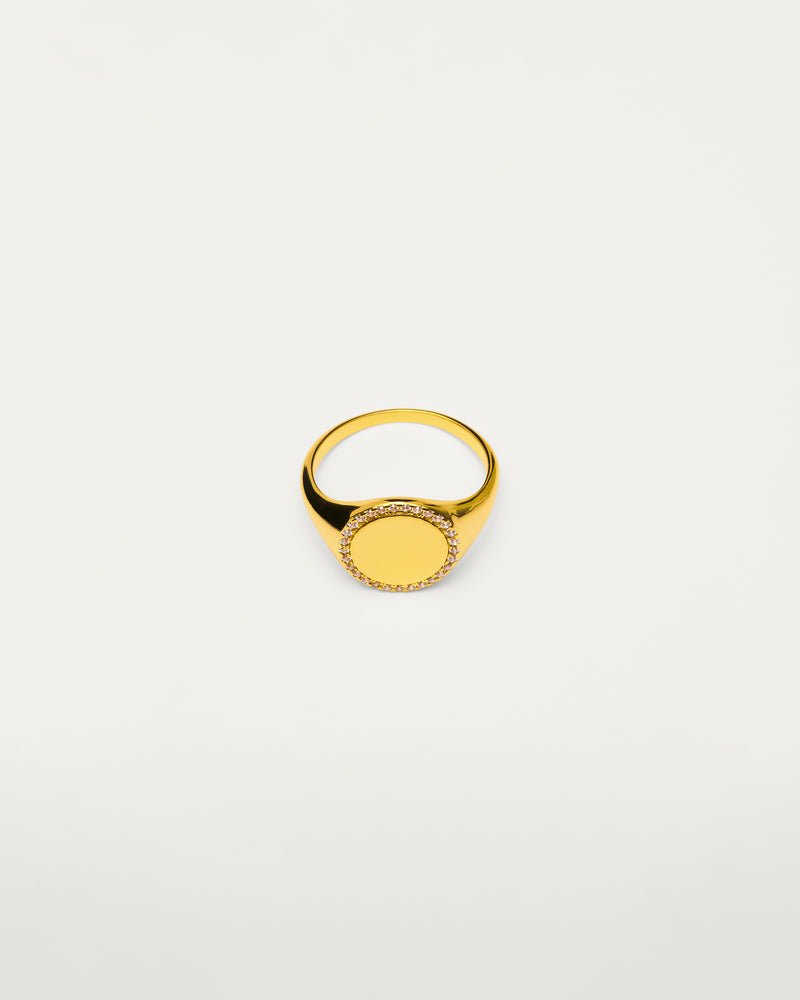 Gold Pavé Edge Signet Ring