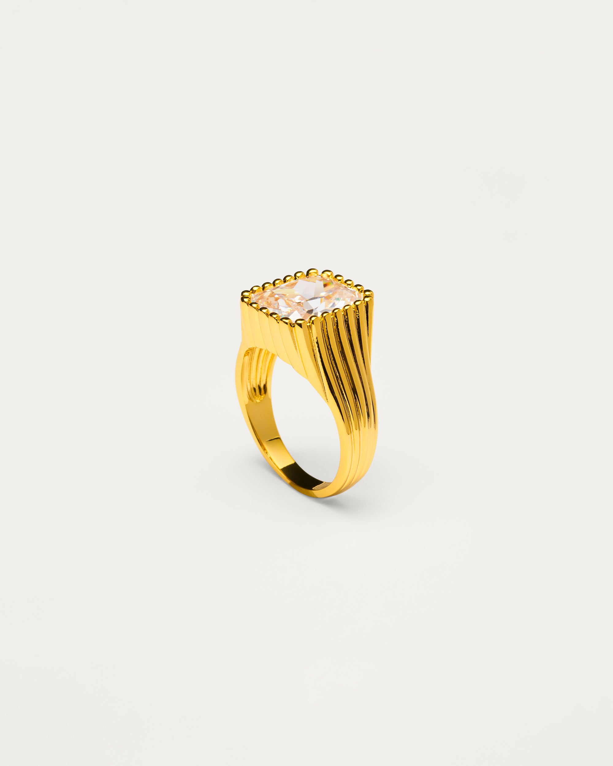 Gold Modern Crystal Signet Ring