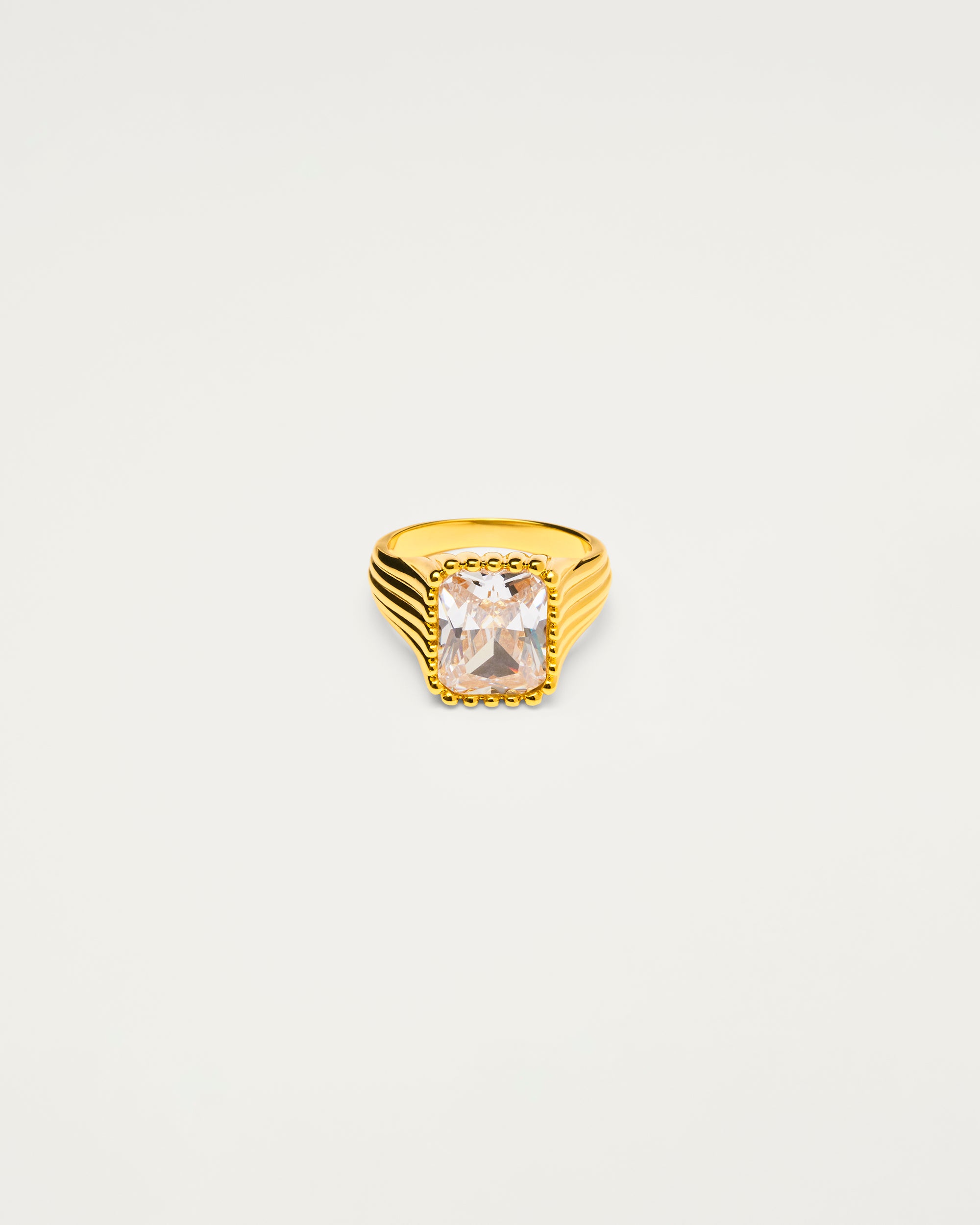 Gold Modern Crystal Signet Ring