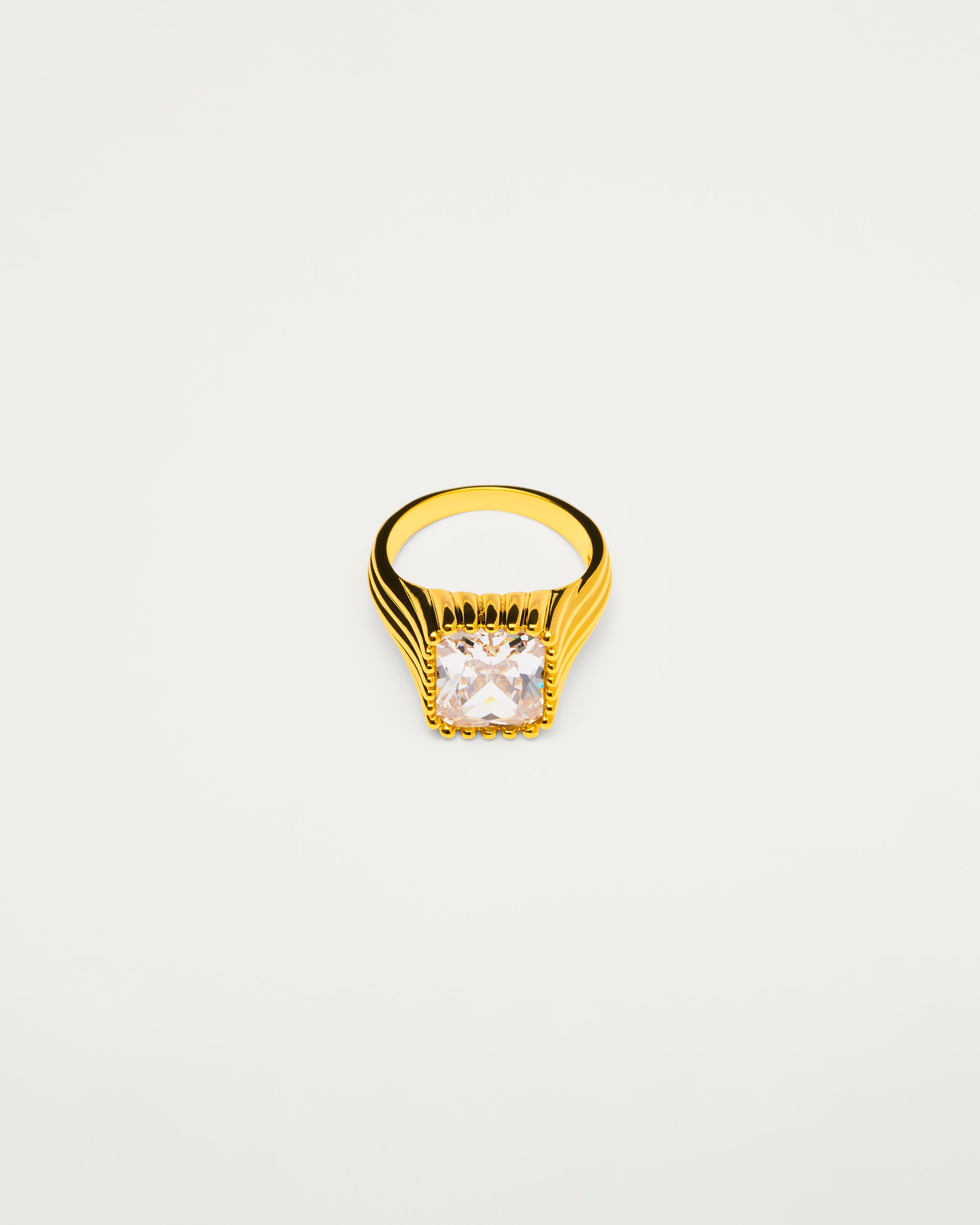Gold Modern Crystal Signet Ring