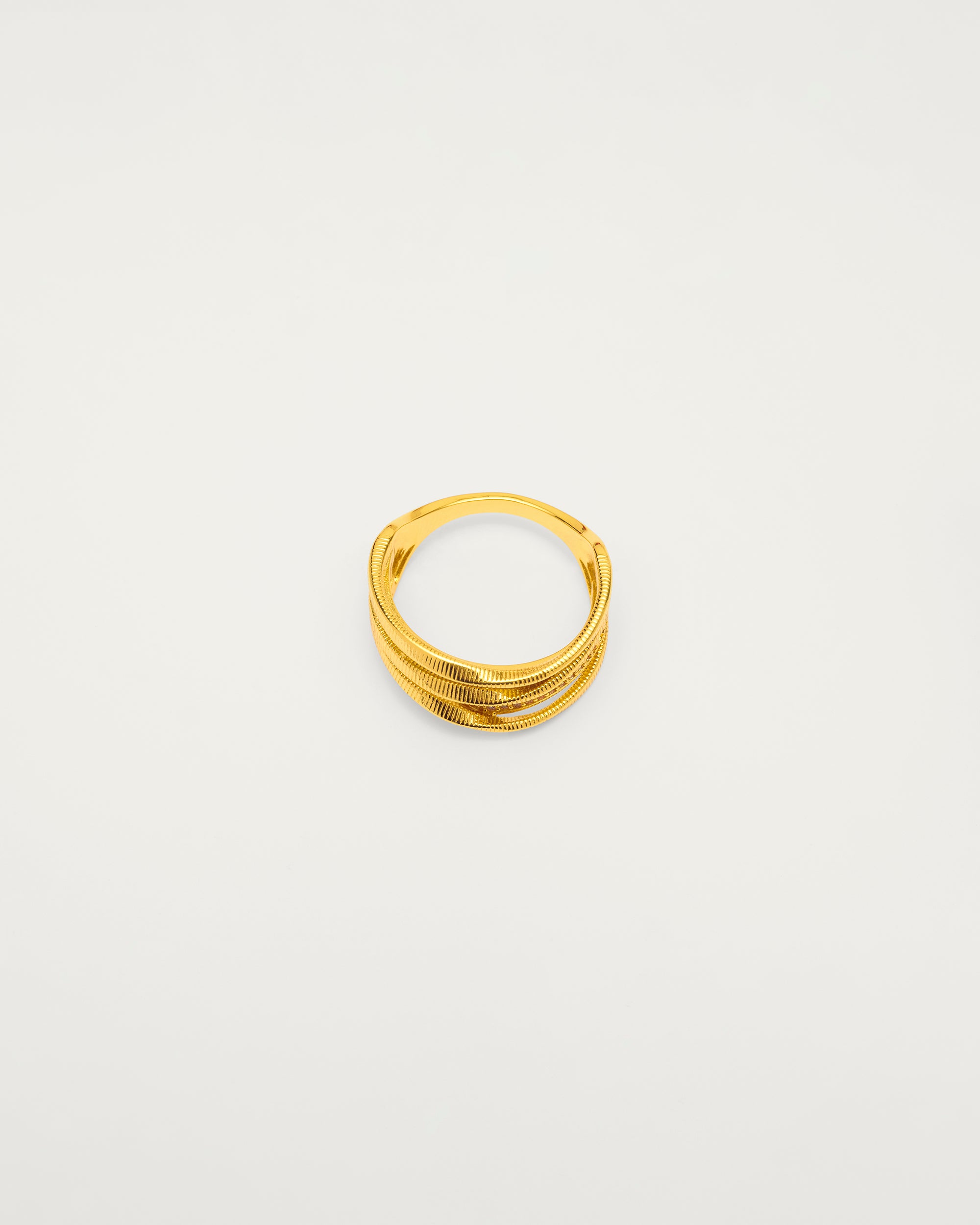 Gold Pavé Crossover Statement Ring