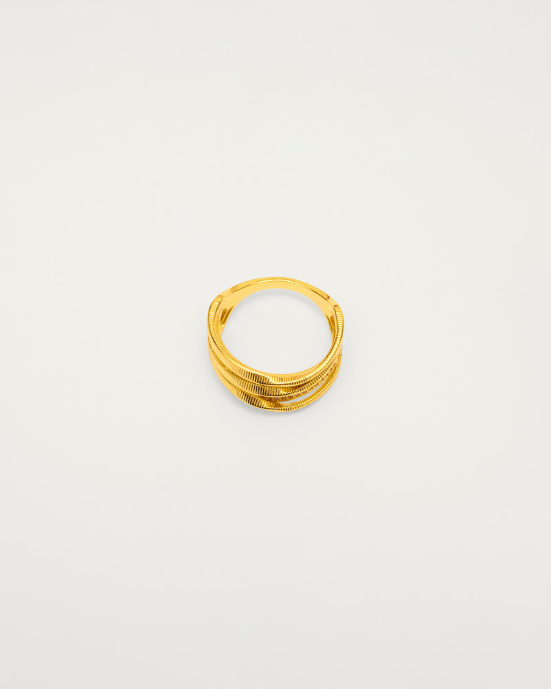 Gold Pavé Crossover Statement Ring