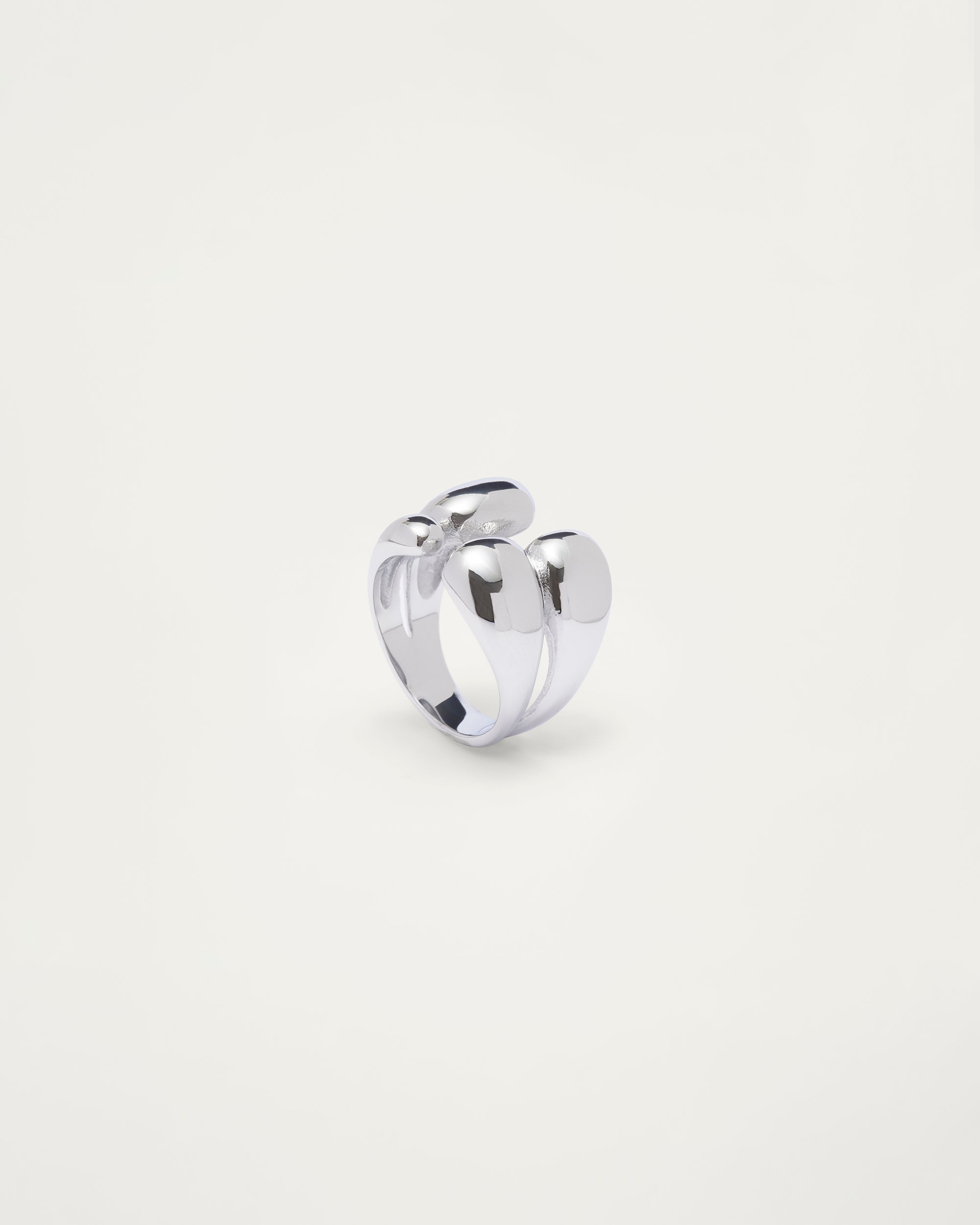 Silver Sculpted Double Pebble Ring
