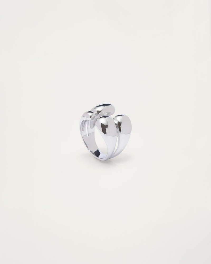 Silver Sculpted Double Pebble Ring