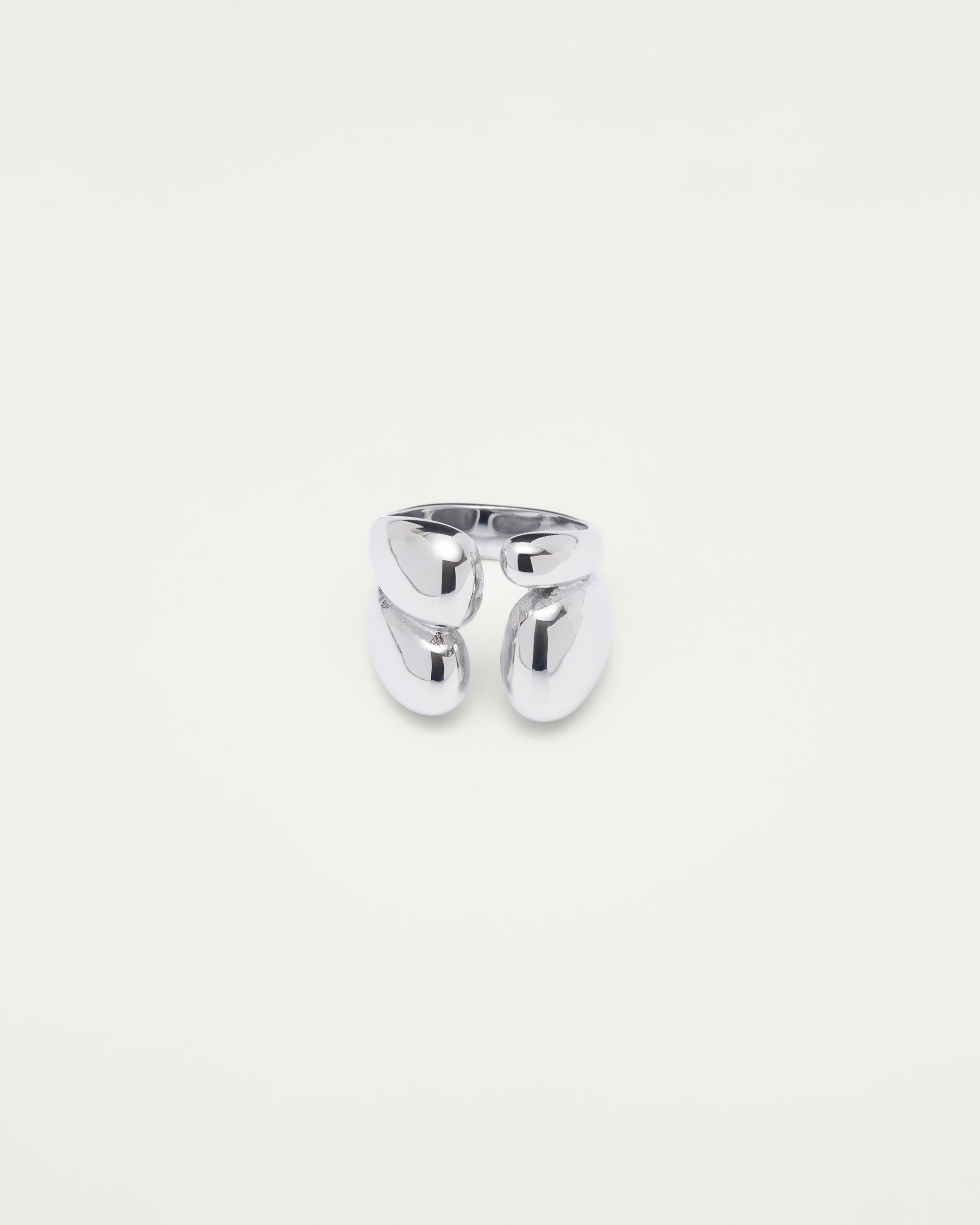 Silver Sculpted Double Pebble Ring