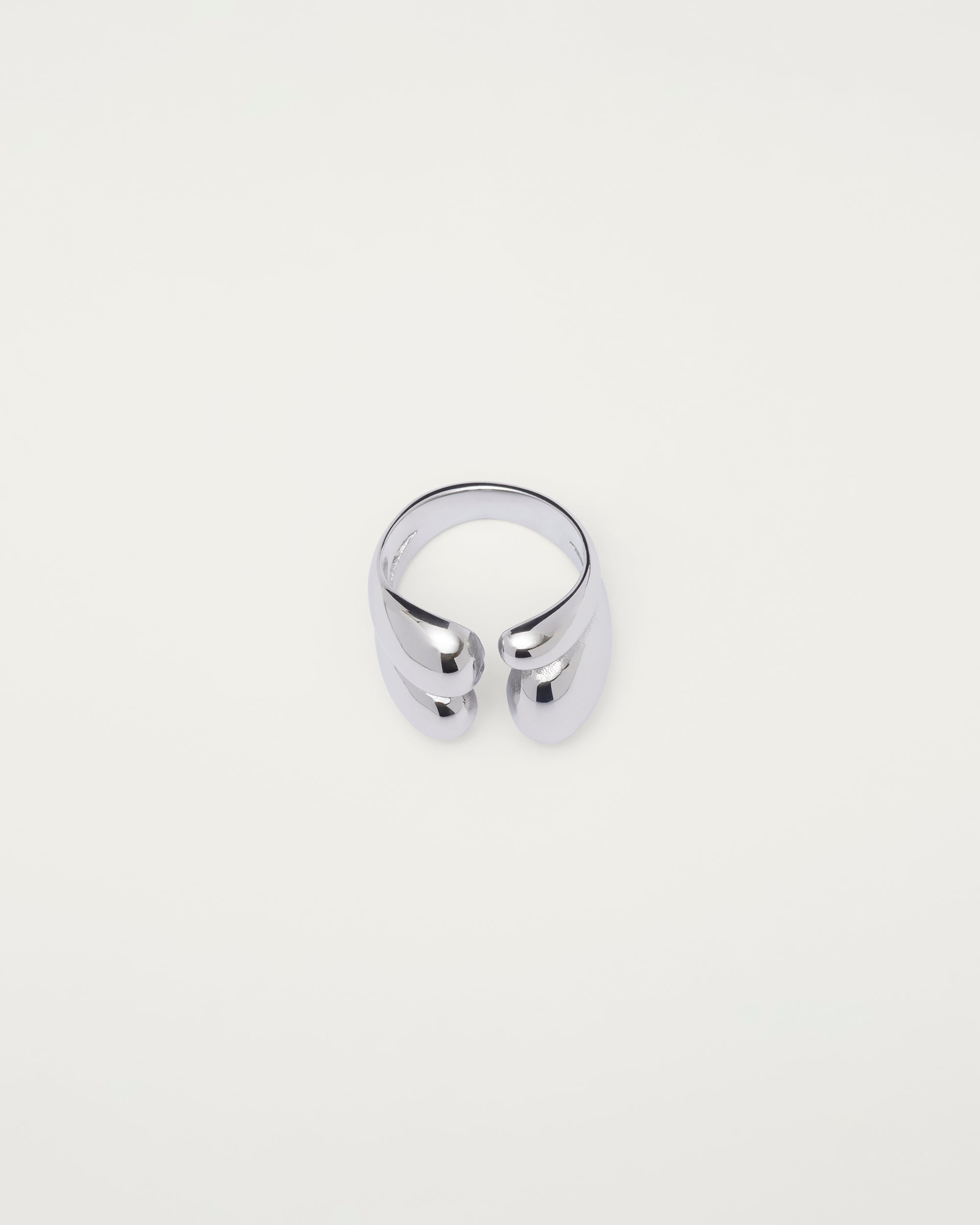 Silver Sculpted Double Pebble Ring