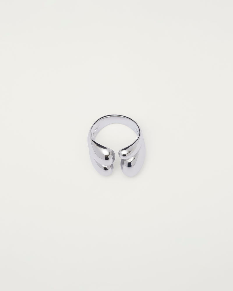 Silver Sculpted Double Pebble Ring