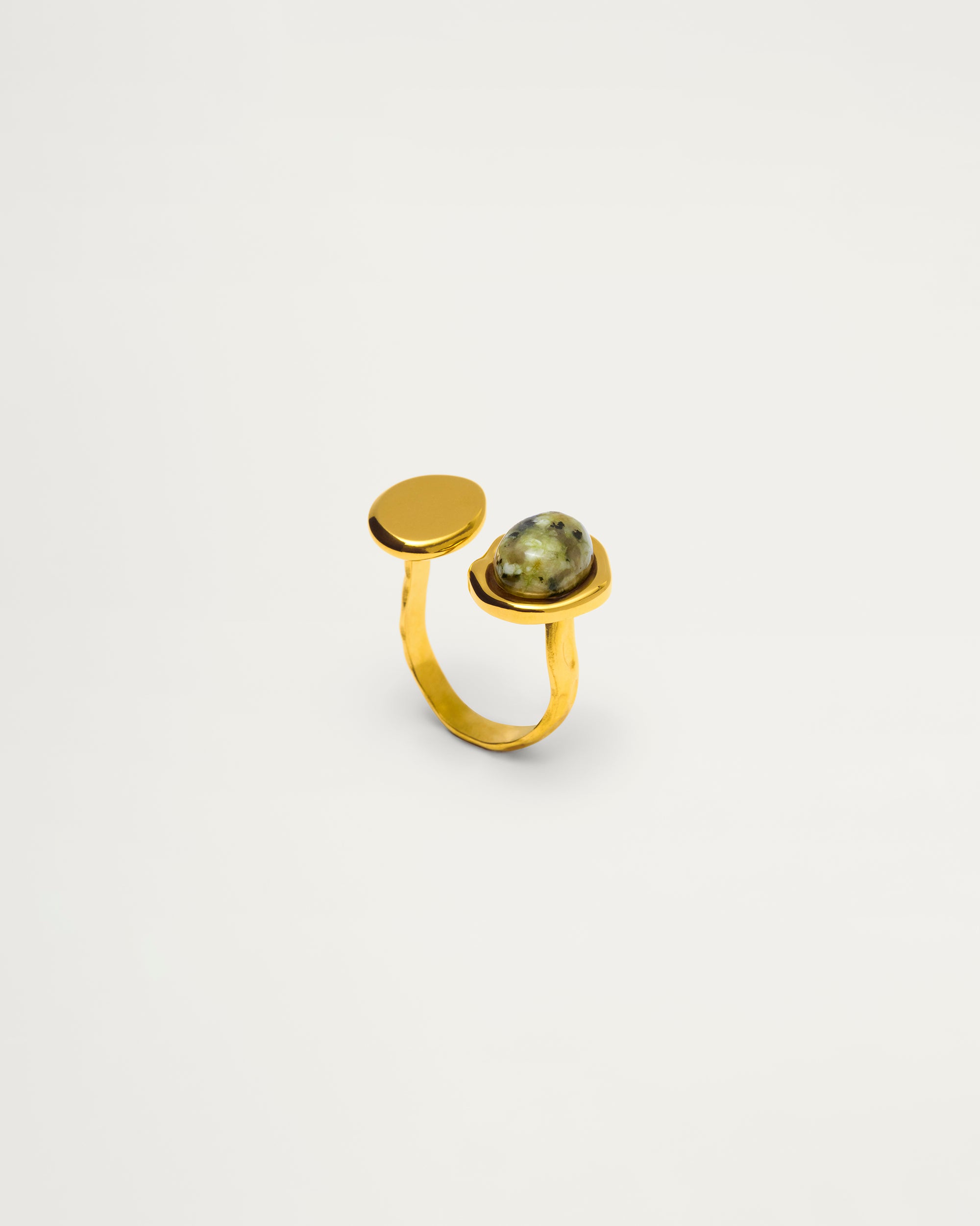 Gold Natural Stone Open Statement Ring