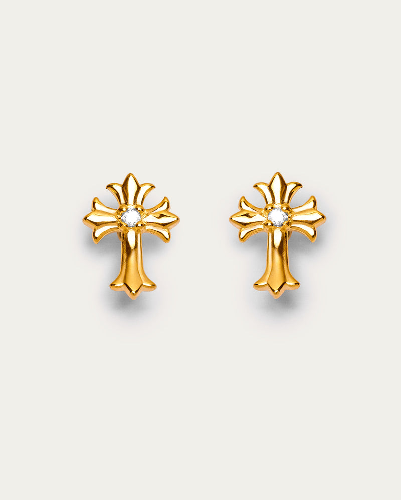Sterling Silver Gothic Cross Stud Earrings