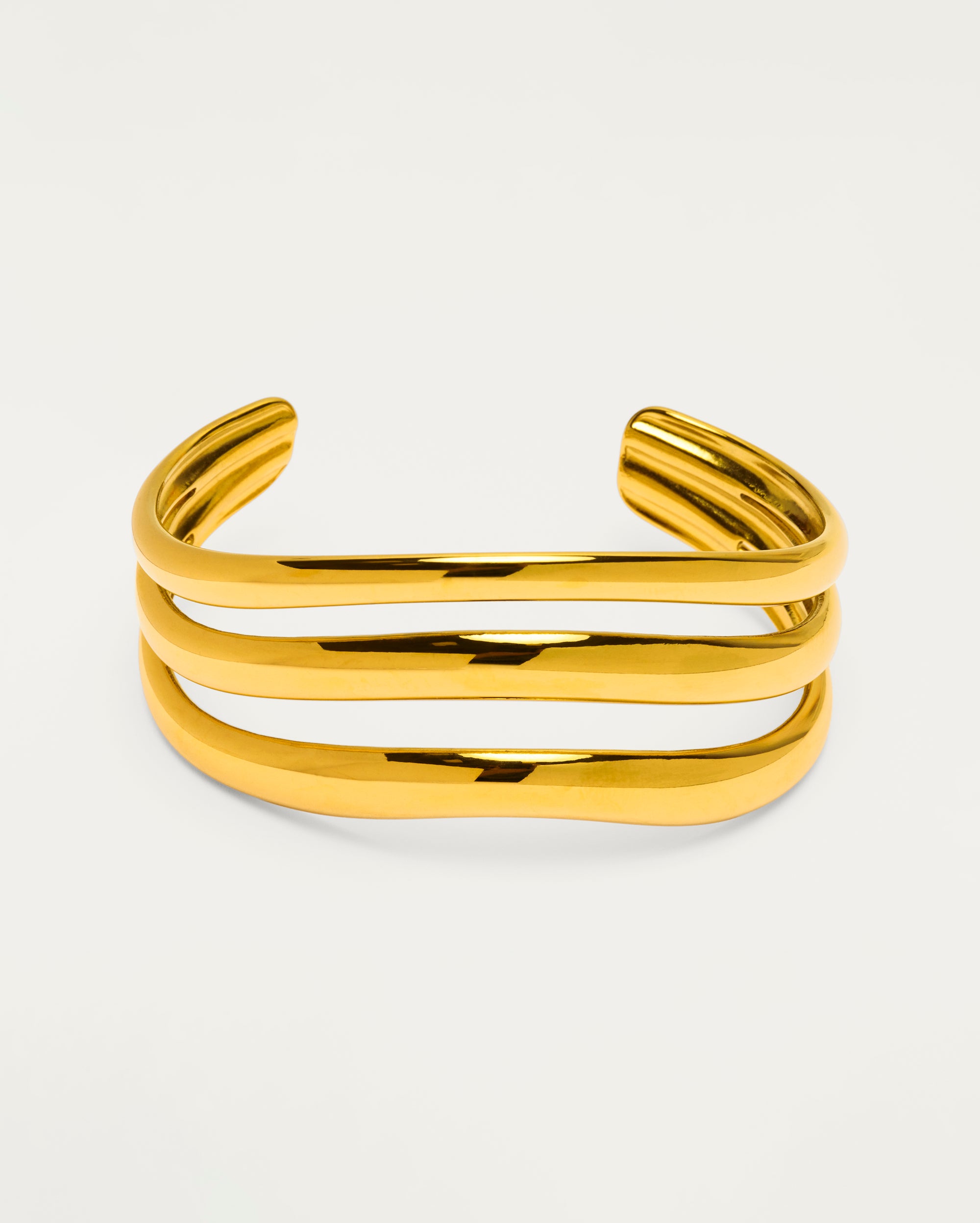 Gold Triple Band Cuff Bangle