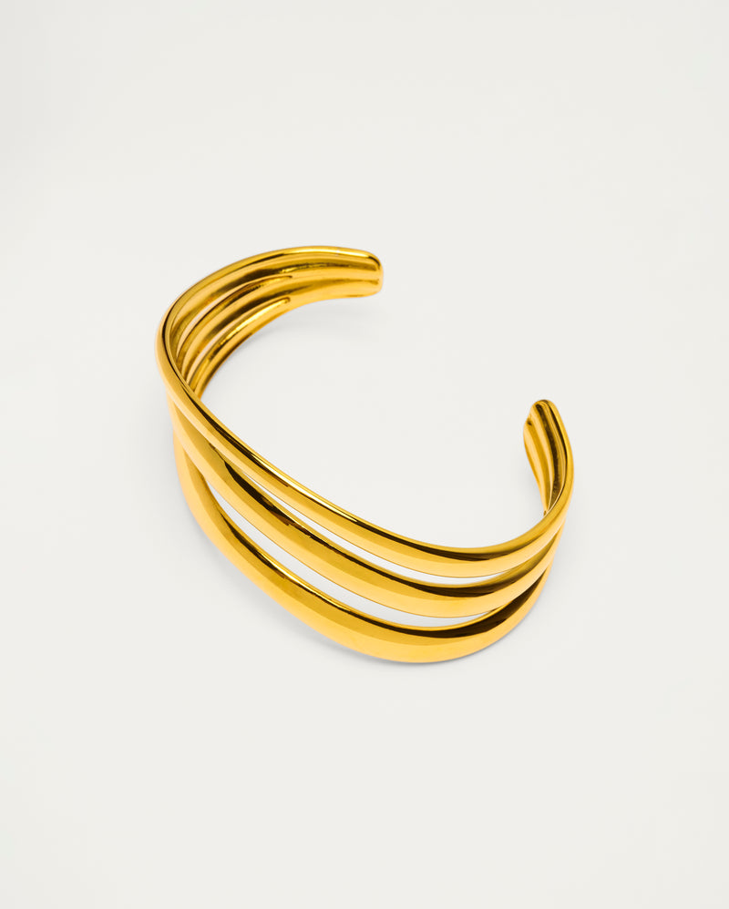 Gold Triple Band Cuff Bangle