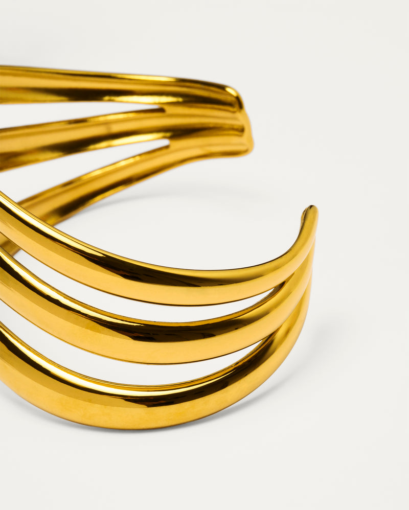 Gold Triple Band Cuff Bangle