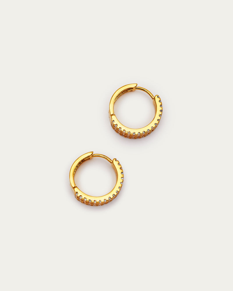 Triple Row Pavé Hinge Hoop Earrings