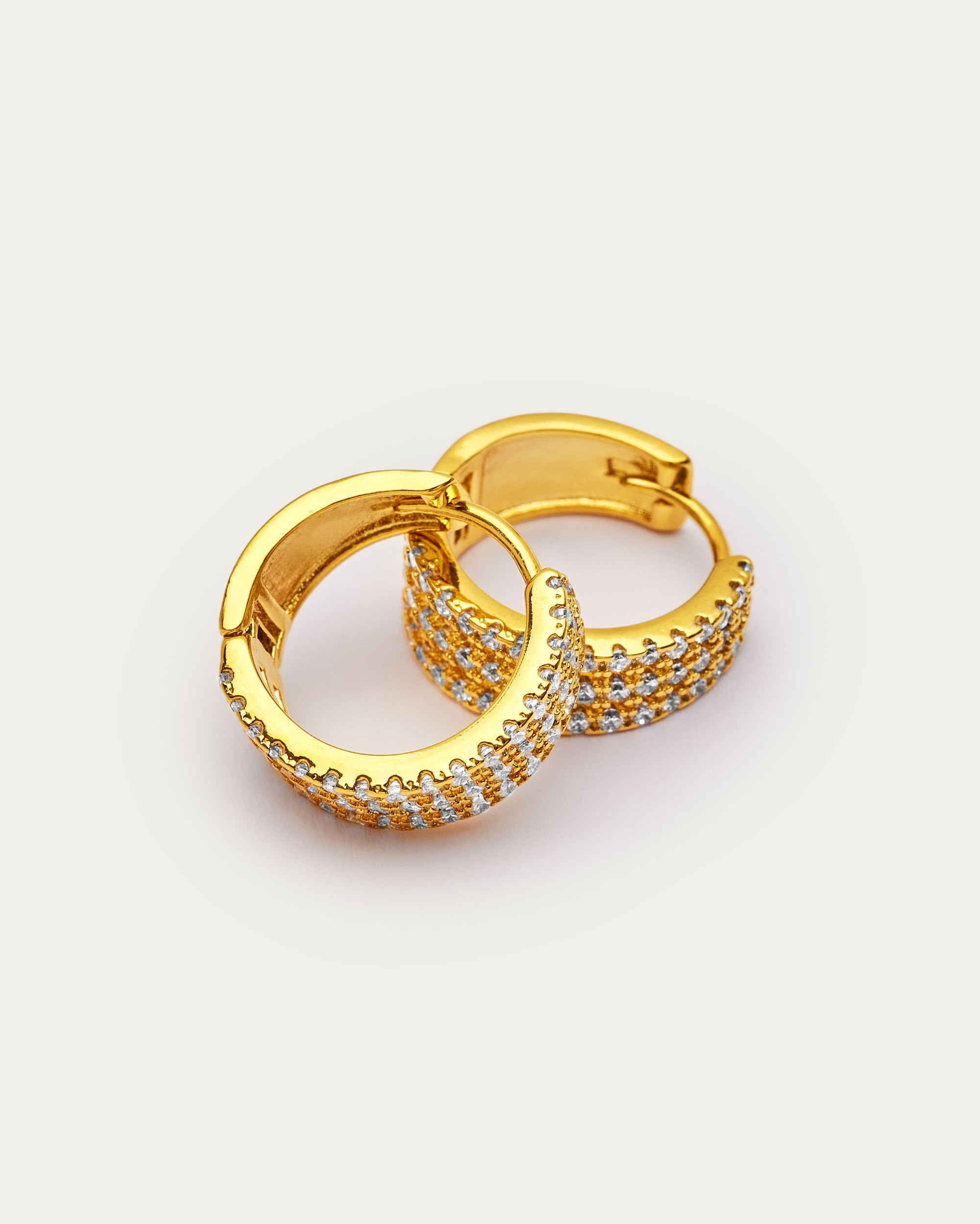 Triple Row Pavé Hinge Hoop Earrings