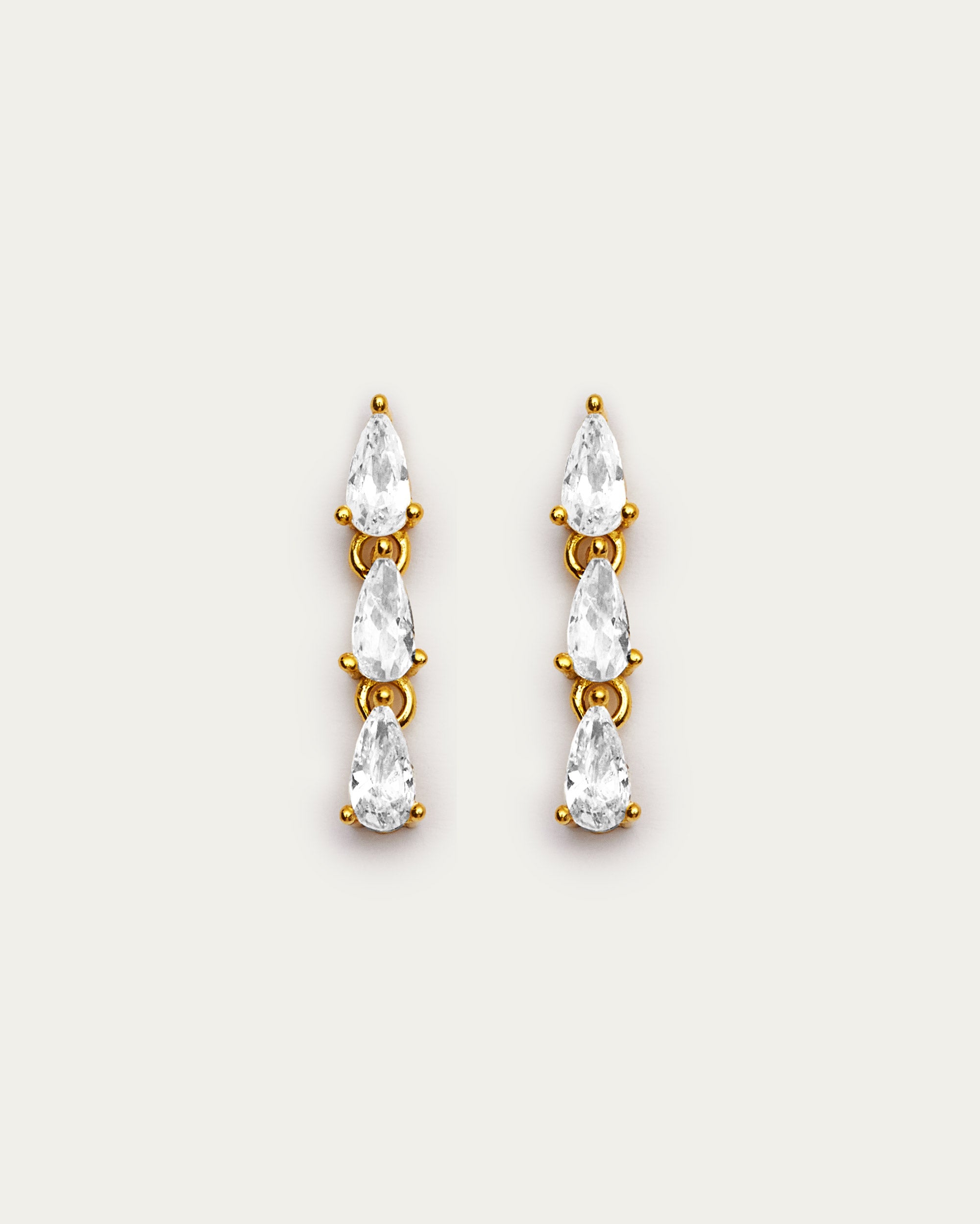 Triple Teardrop Crystal Drop Earrings