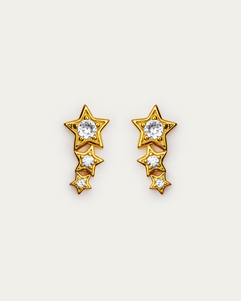 Sterling Silver Cascading Star Studs