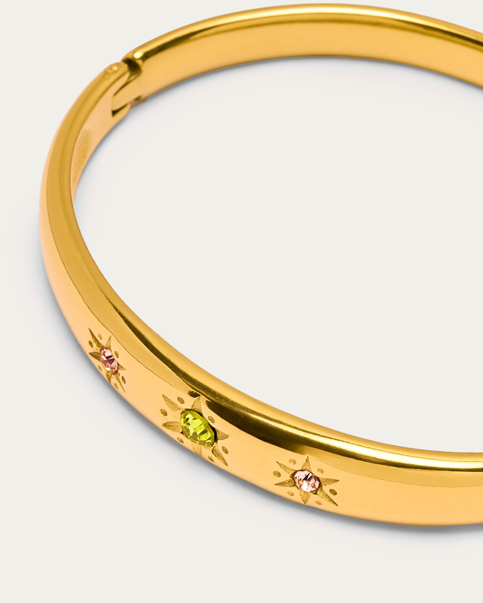 Minimal Gold Coloured Stone Bangle