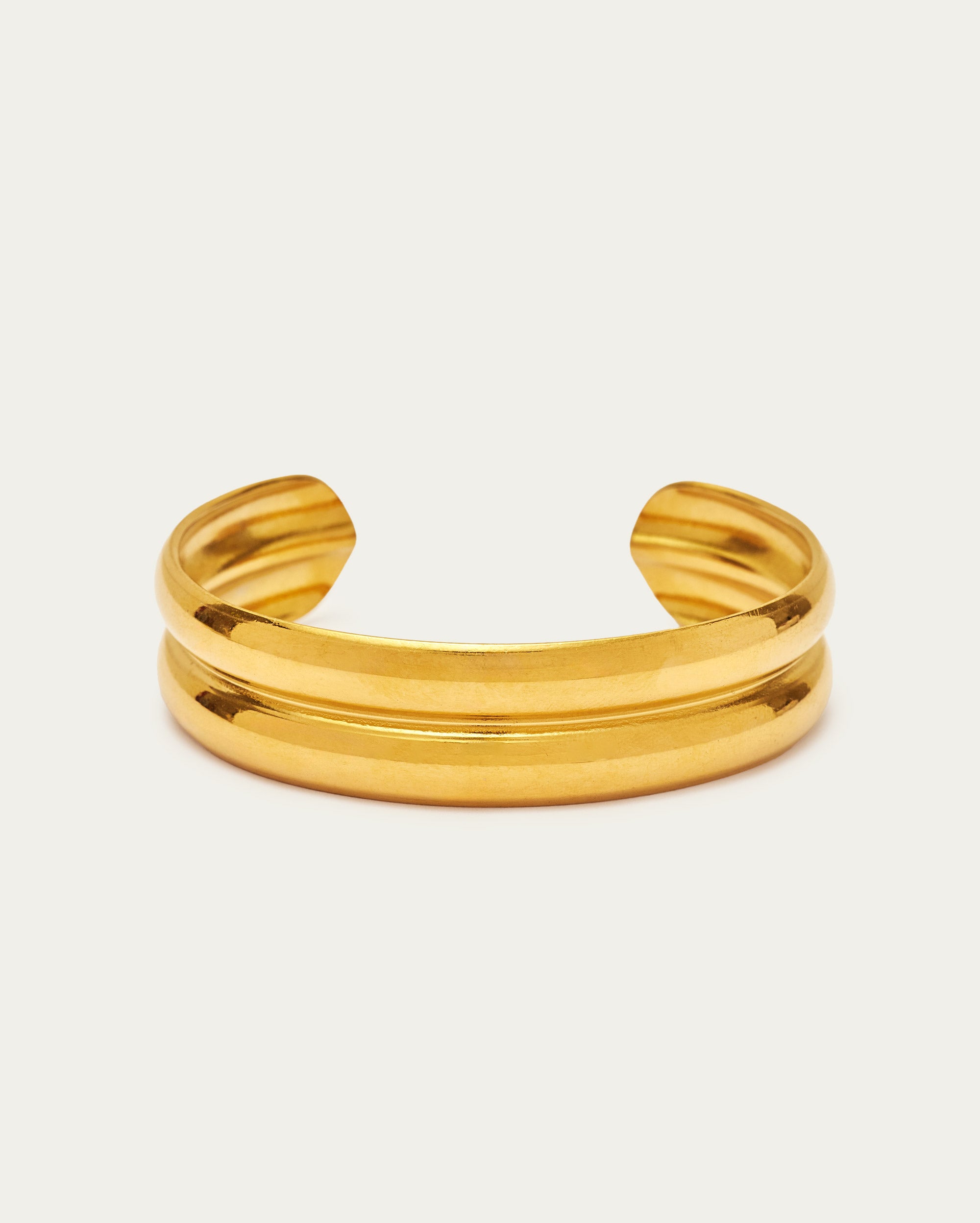 Double Ridge Gold Adjustable Bangle