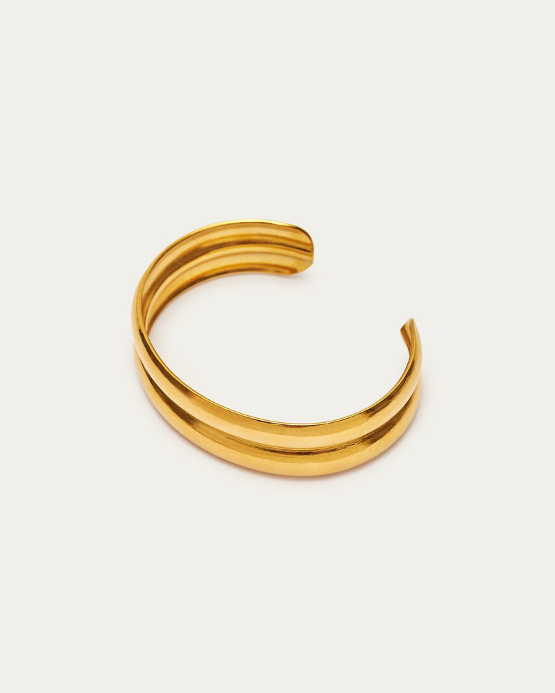 Double Ridge Gold Adjustable Bangle