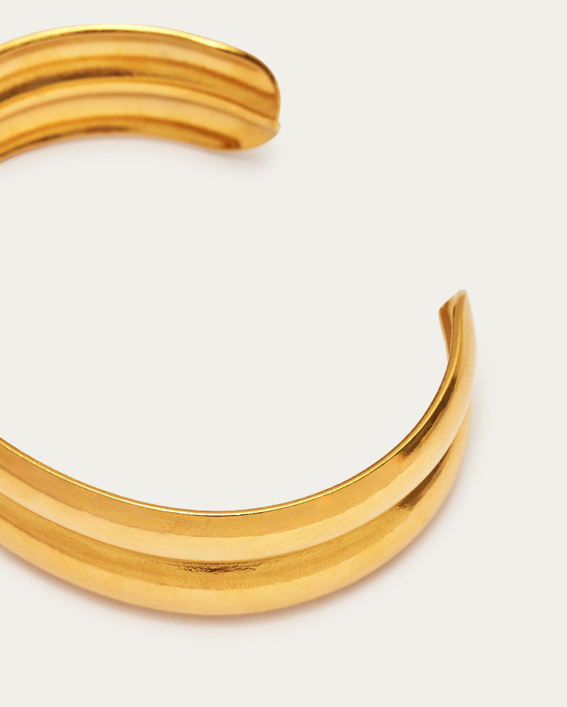 Double Ridge Gold Adjustable Bangle