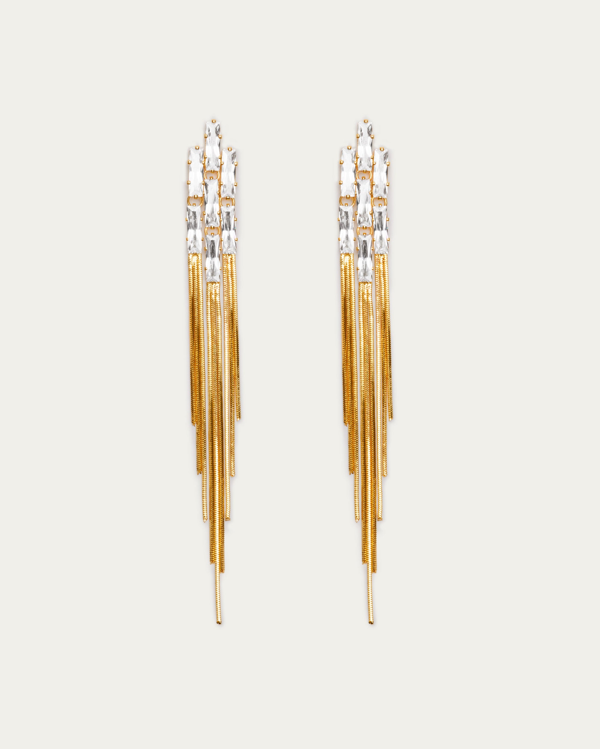 Crystal Cascade Tassel Earrings