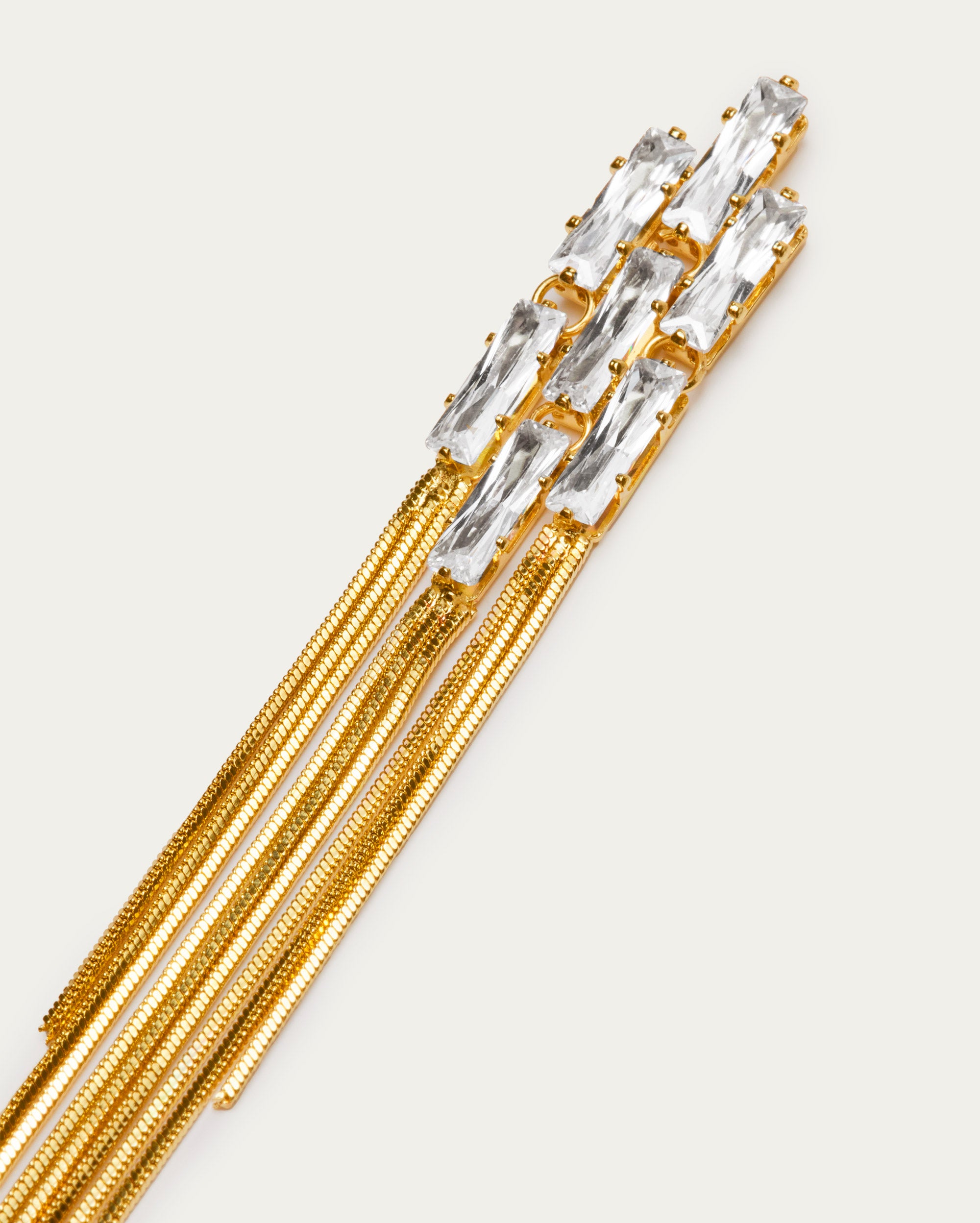 Gold Crystal Cascade Tassel Earrings